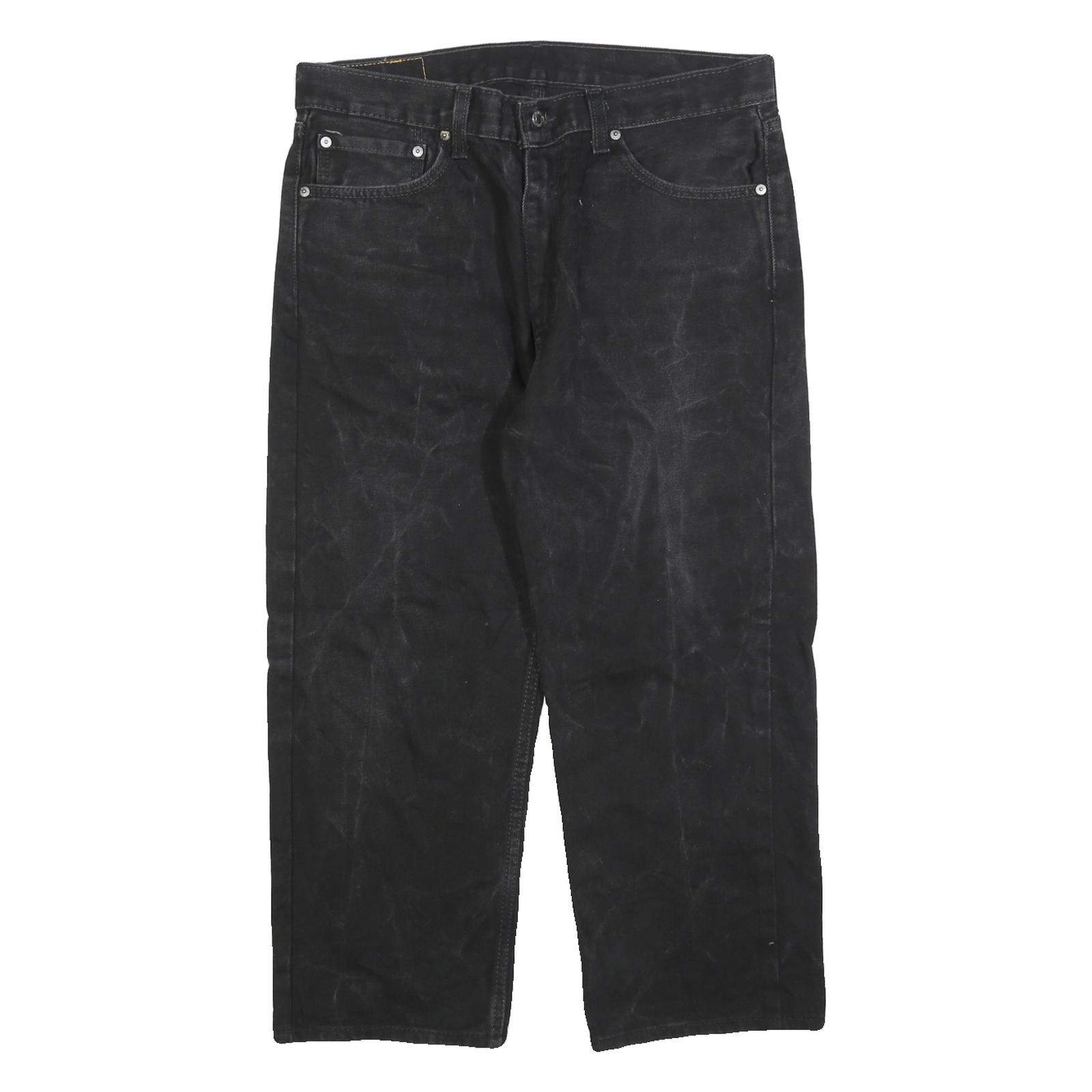 LEVI'S 505 Mens Jeans Black Regular Straight Denim Medium W36 L23 Classic Zip Refurbished - N/A refurbished available on Cerqular