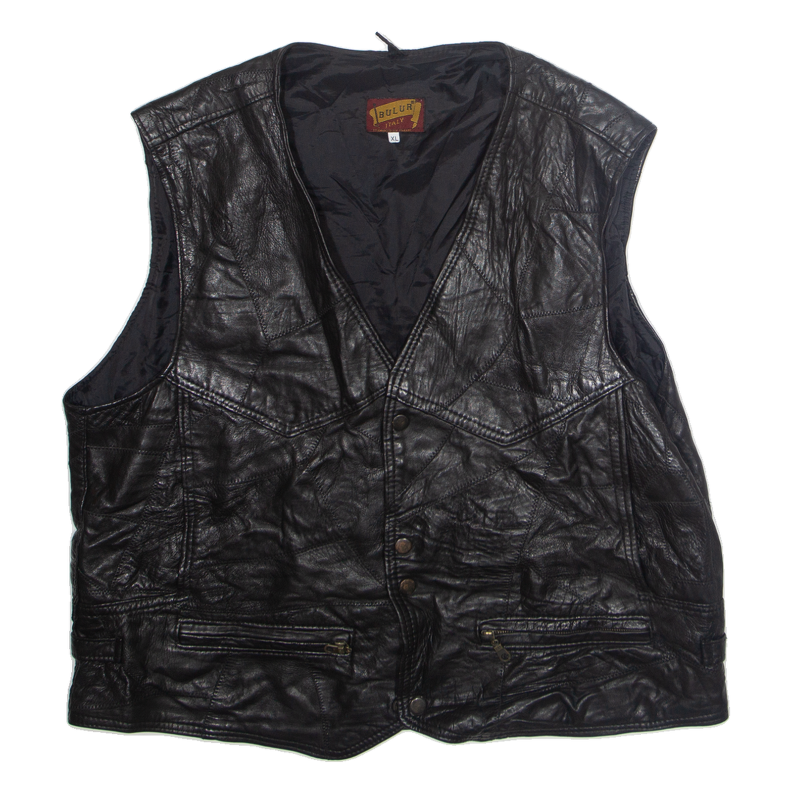BULUR Mens Gilet Black Faux Leather XL Refurbished - N/A refurbished available on Cerqular