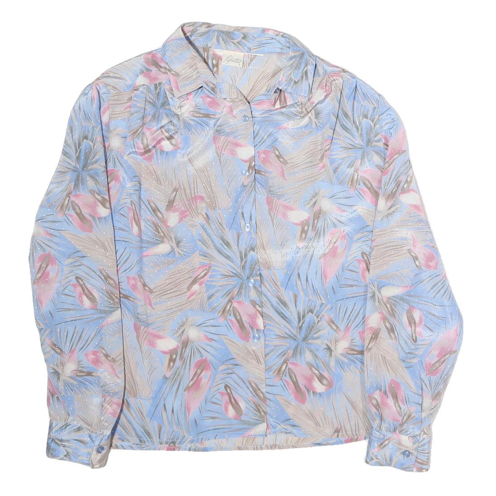 PYKETTES Womens Blue & Pink Printed Shirt Long Sleeve Collared M Lightweight Refurbished - N/A refurbished available on Cerqular