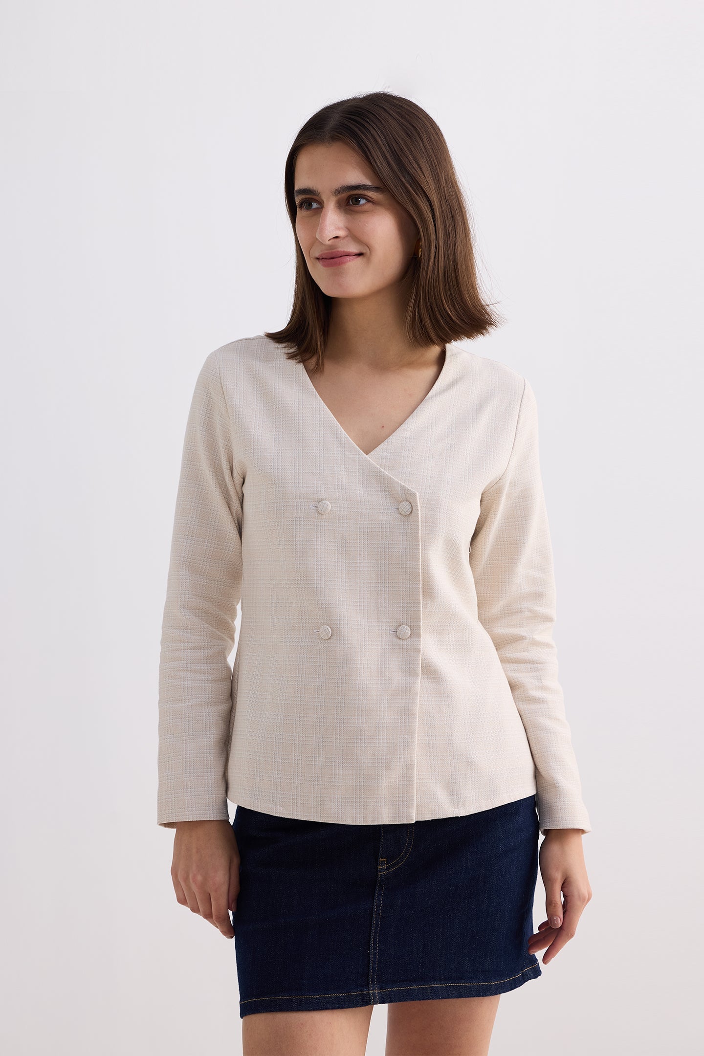 Buy Fitted Cotton Tweed Jacket in Cream | Color: Chestnut Twist | Size: M Refurbished - $153.00 Fitted Cotton Tweed Jacket in Cream | Color: Chestnut Twist | Size: M Refurbished - Resistor (Note: This is a generic term for an electronic component, refurbished available on Cerqular