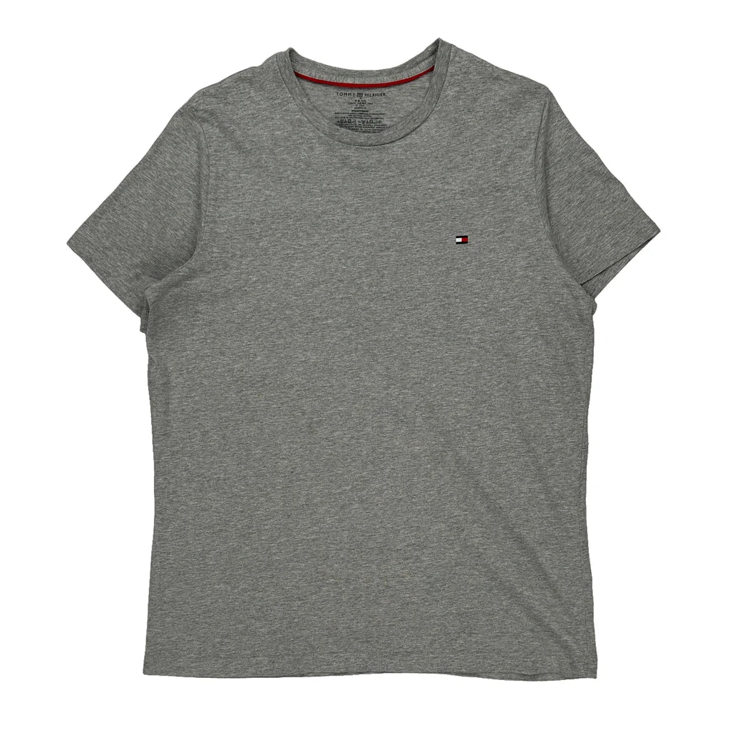 Tommy Hilfiger T-Shirt - Medium Grey Cotton Refurbished - Thrifted (note: this is a term often used to describe second- refurbished available on Cerqular