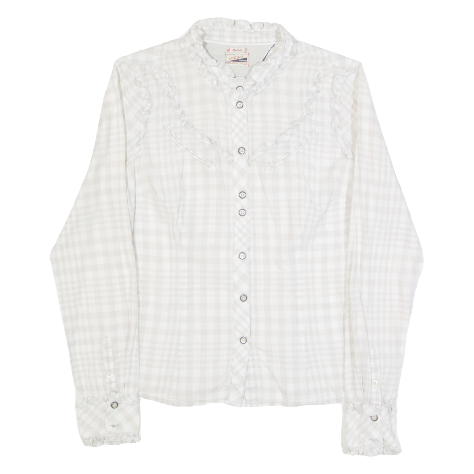 TOMMY HILFIGER Womens Printed Shirt Grey Long Sleeve Check M Refurbished - N/A refurbished available on Cerqular