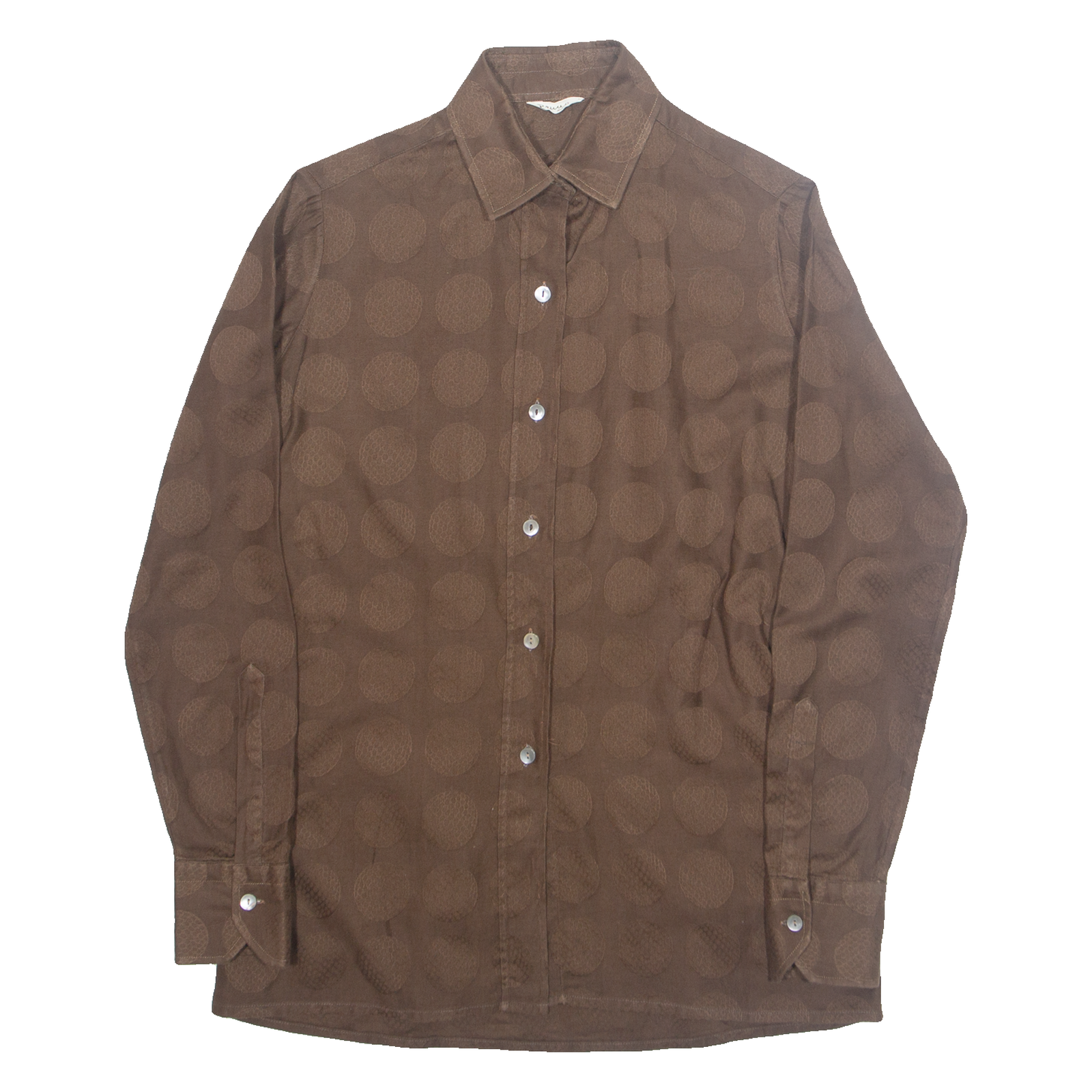 BRUNO Womens Shirt Brown Collared Long Sleeve Spotted S Refurbished - N/A refurbished available on Cerqular