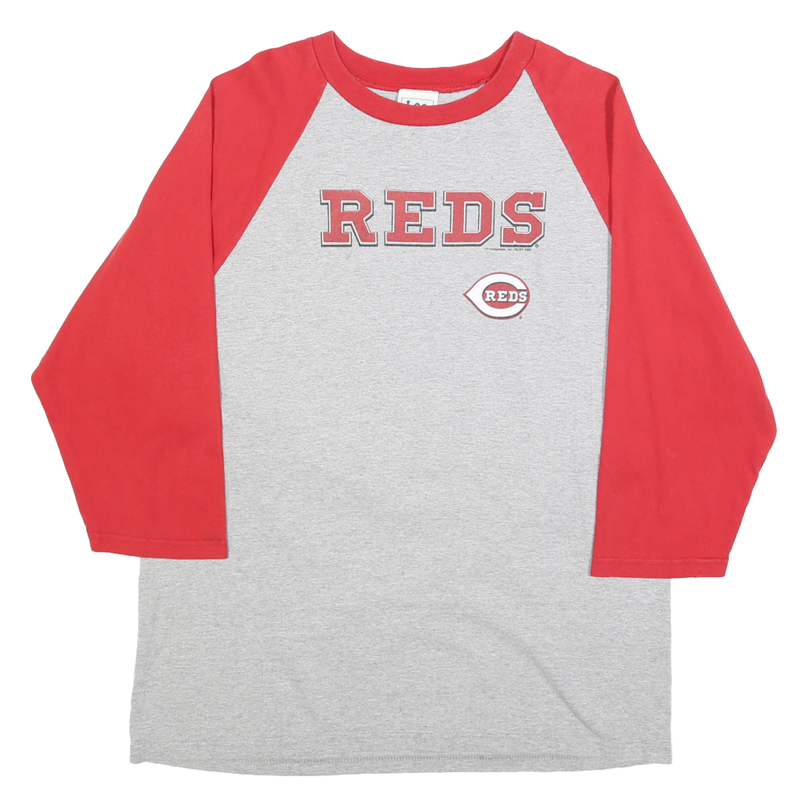 LEE Mens Grey & Red Reds Graphic T-Shirt M Long Sleeve Crew Neck Casual Refurbished - N/A refurbished available on Cerqular