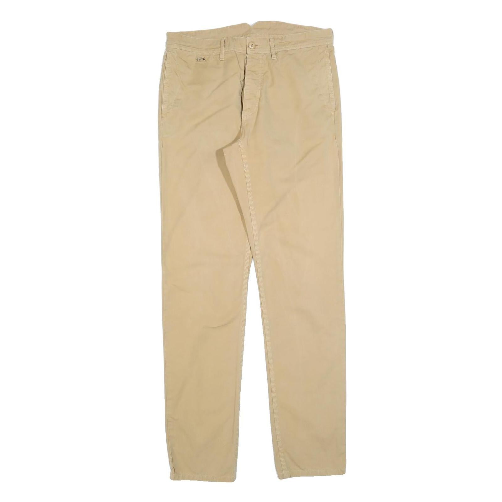 LACOSTE LIVE Mens Cotton Blend Beige Slim Straight Trousers W33 L33 Casual Smart Refurbished - N/A refurbished available on Cerqular