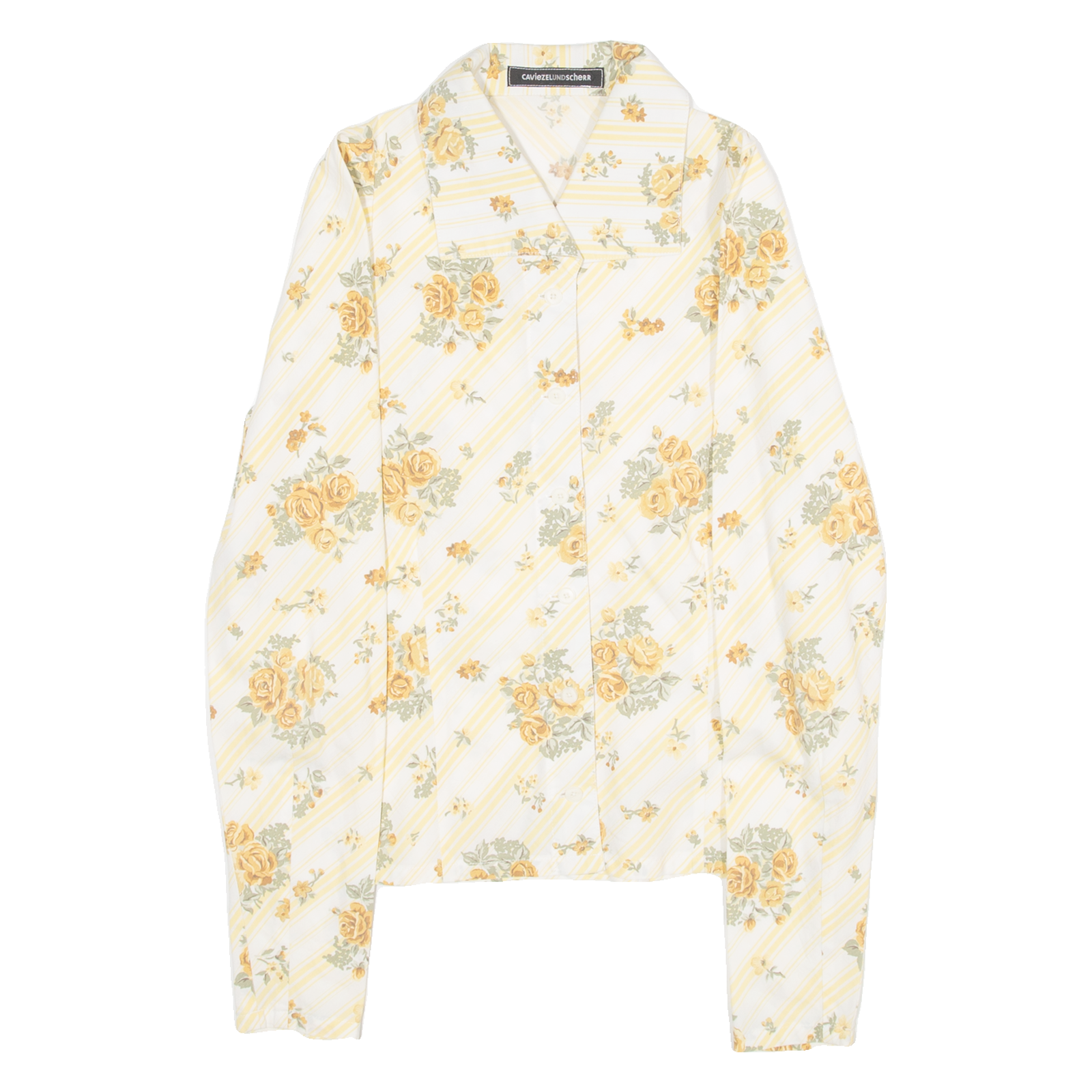 CAVIEZEL UNDSCHERR Womens Shirt Yellow Floral Long Sleeve S Refurbished - N/A refurbished available on Cerqular