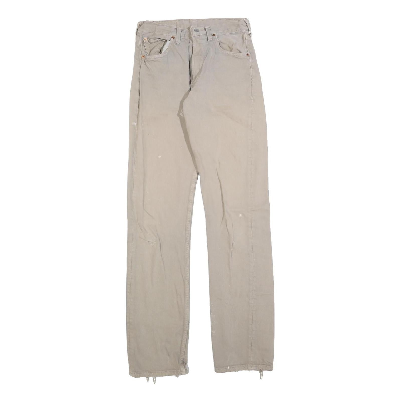 LEVI'S 501 Mens Jeans Beige Regular Straight Denim W26 L31 Distressed Finish Refurbished - N/A refurbished available on Cerqular