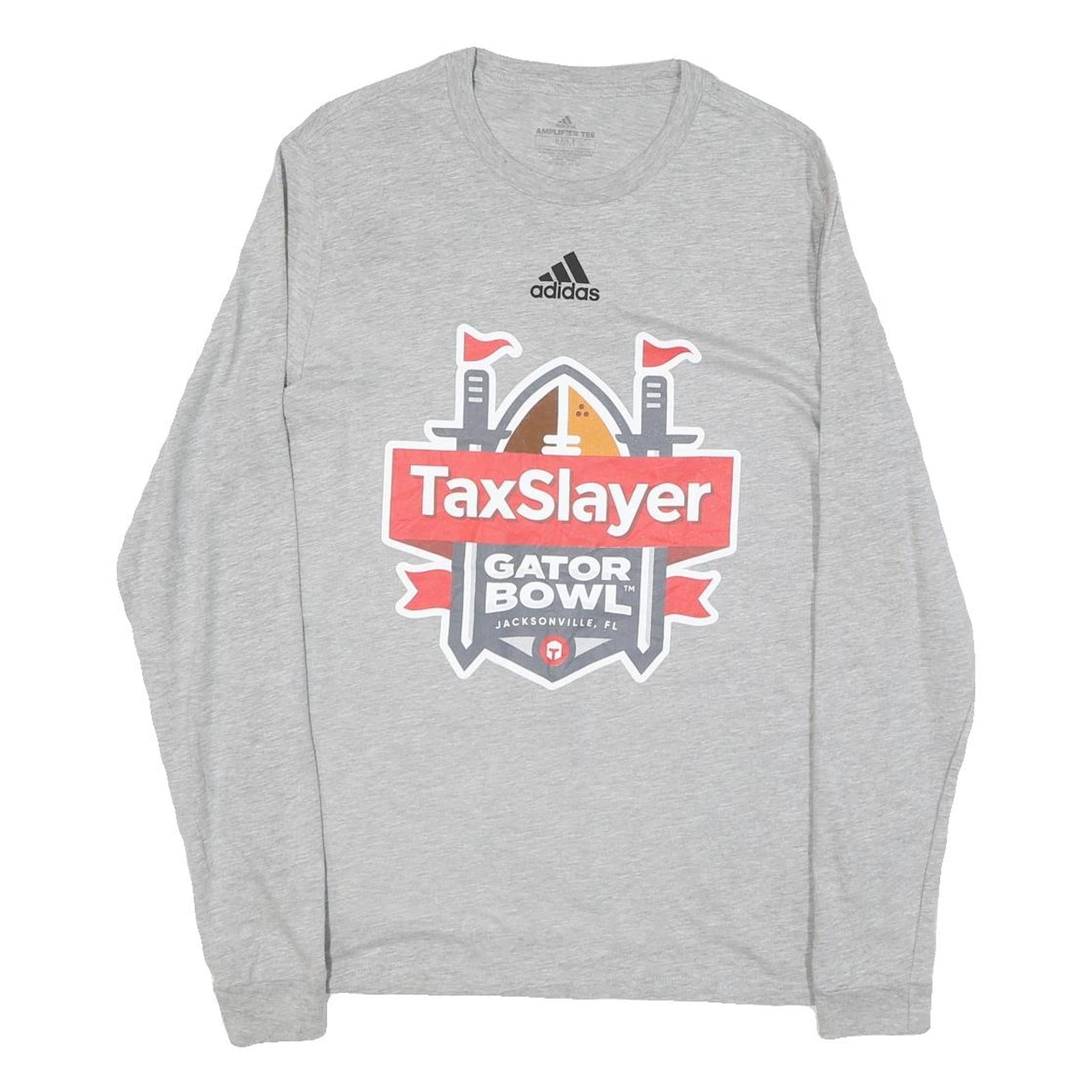 ADIDAS Mens Grey TaxSlayer Gator Bowl Graphic Long Sleeve Crew Neck T-Shirt M Refurbished - N/A refurbished available on Cerqular