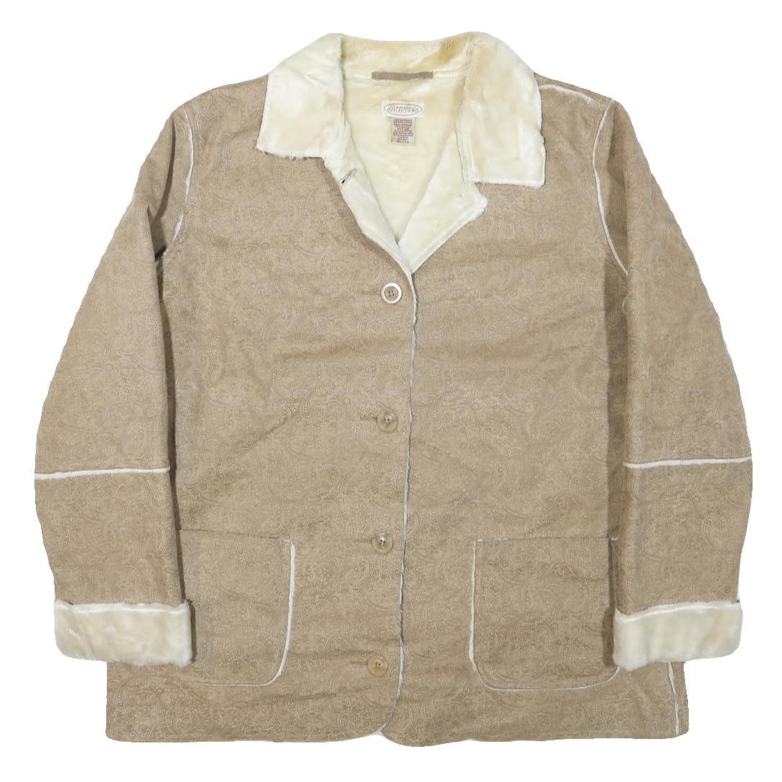 NORTHERN REFLECTIONS Womens Beige Paisley Button Jacket XL Polyester Blend Refurbished - N/A refurbished available on Cerqular