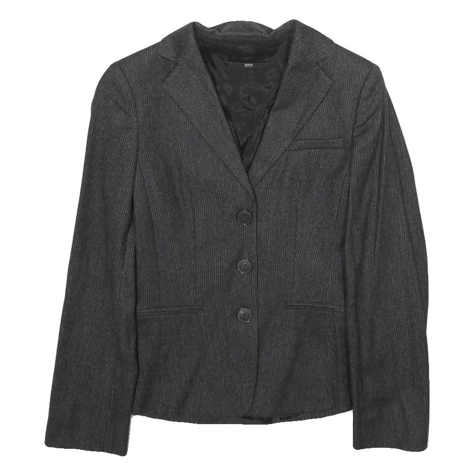 BOSS HUGO BOSS Womens Grey Wool Blend Blazer Jacket UK 4 Tailored Plain Button Refurbished - N/A refurbished available on Cerqular