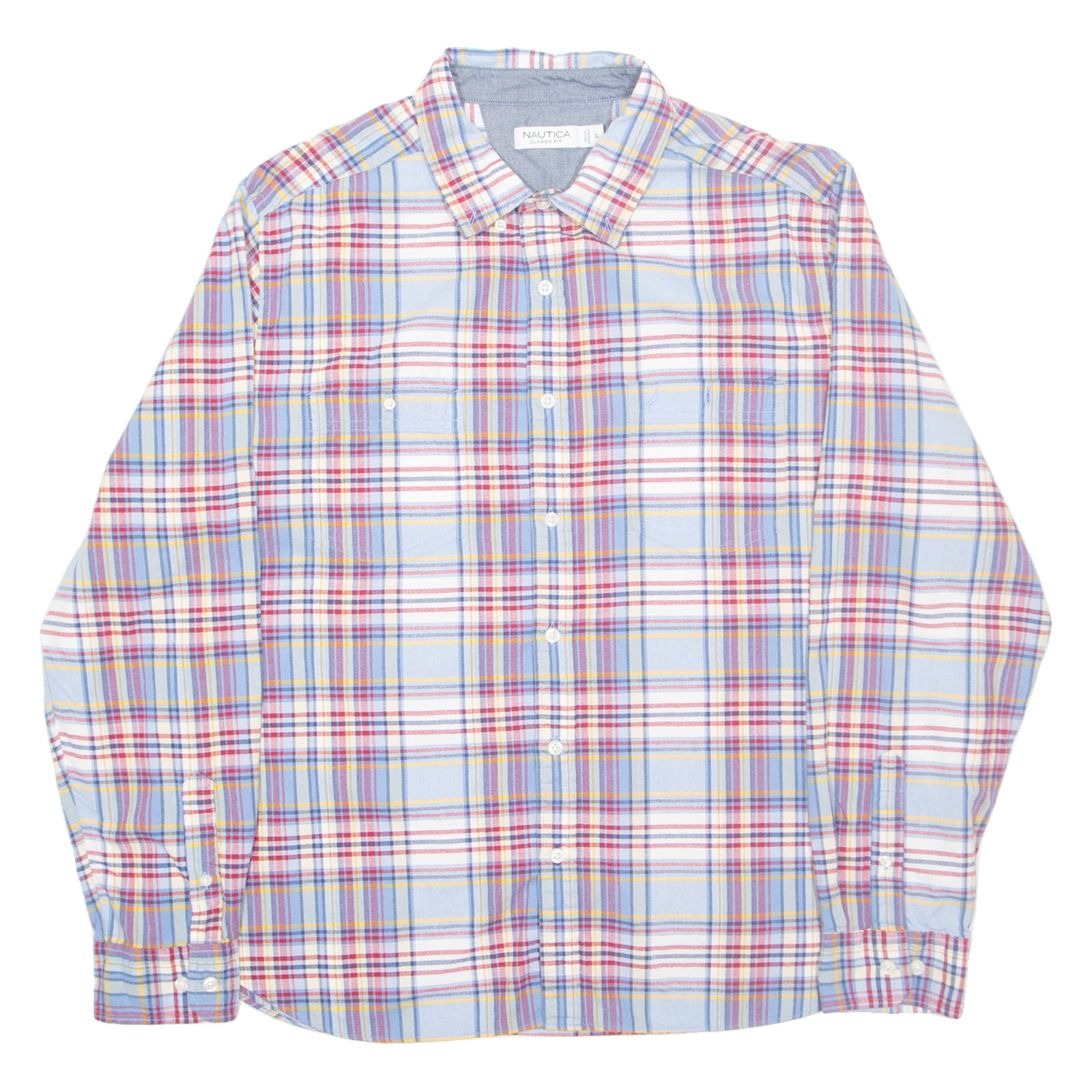 NAUTICA Mens Shirt Blue Check Long Sleeve XL Refurbished - N/A refurbished available on Cerqular
