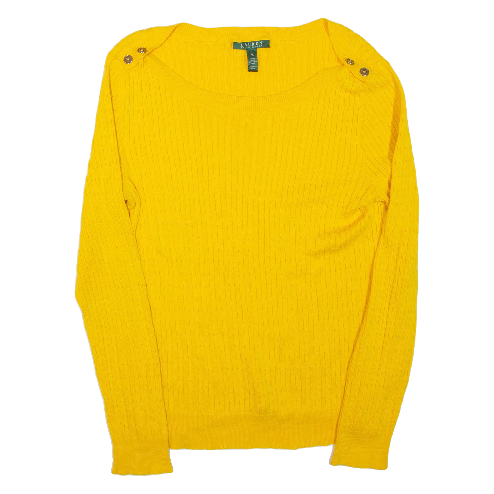 LAUREN RALPH LAUREN Womens Jumper Yellow Cable Knit XL Refurbished - N/A refurbished available on Cerqular