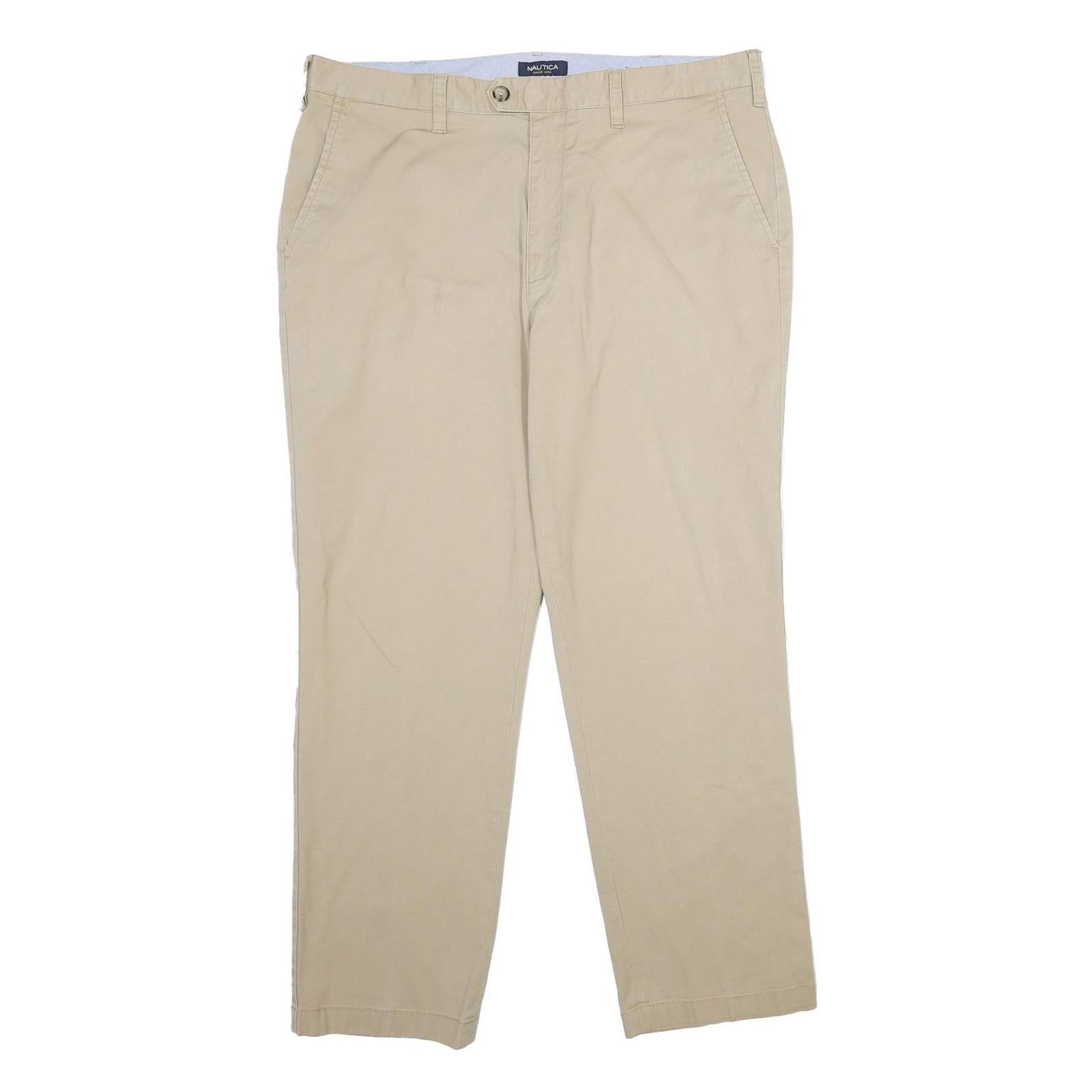 NAUTICA Mens Cotton Blend Beige Classic Straight Trousers W36 L30 Casual Smart Refurbished - N/A refurbished available on Cerqular