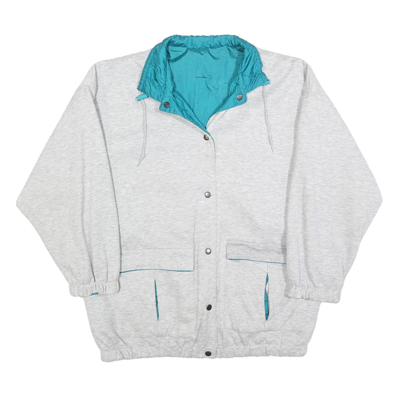 Mens Grey Blue Cotton Blend Button Jacket L Casual Lightweight Outerwear Refurbished - N/A refurbished available on Cerqular