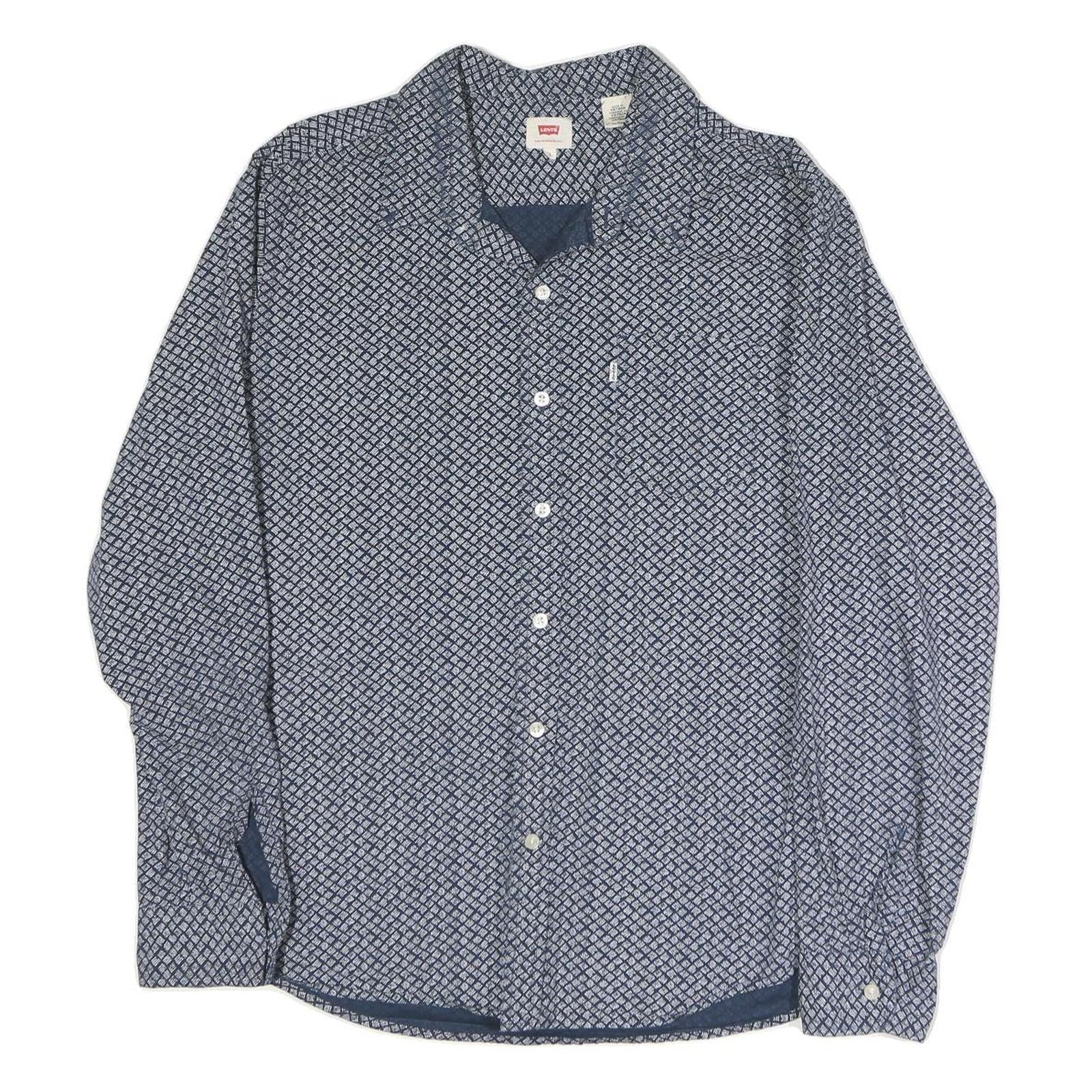 LEVI'S Mens Blue Pattern Shirt XL Cotton Long Sleeve Button Closure Casual Refurbished - N/A refurbished available on Cerqular