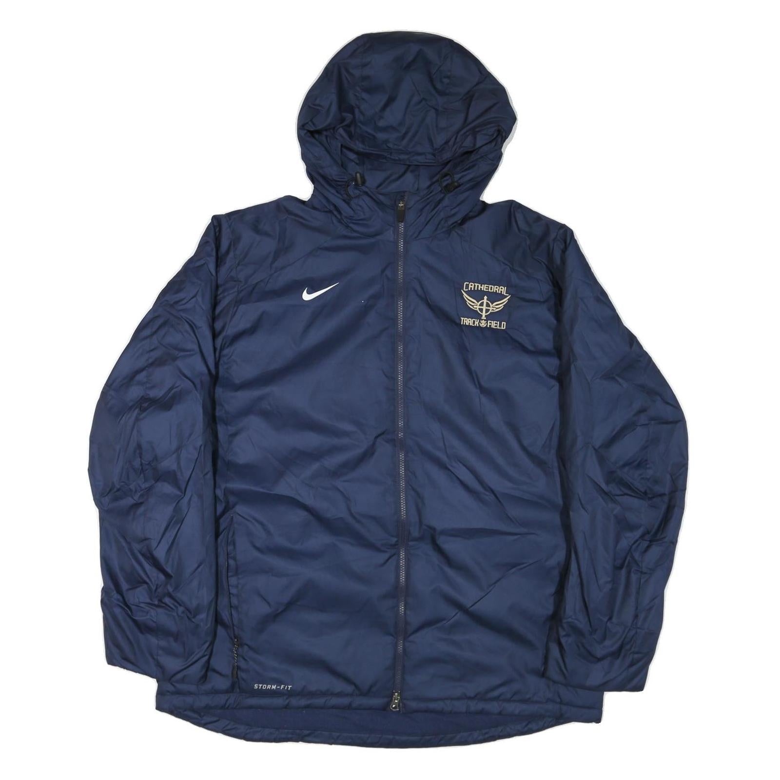 NIKE Mens Navy Blue Track Field Hoodie Jacket 2XL Polyester Blend Zip Storm-Fit Refurbished - N/A refurbished available on Cerqular