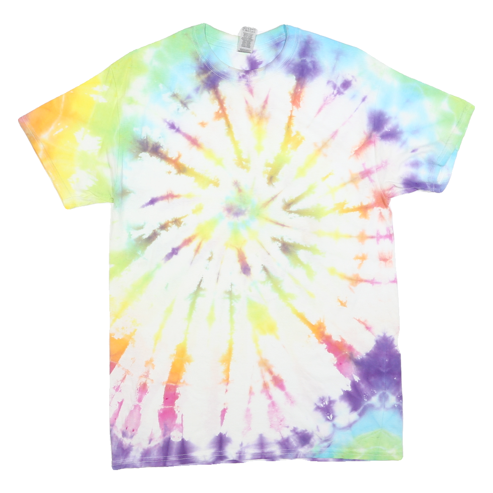 GILDAN Mens White & Multicolour Tie Dye T-Shirt M Short Sleeve Crew Neck Cotton Refurbished - N/A refurbished available on Cerqular