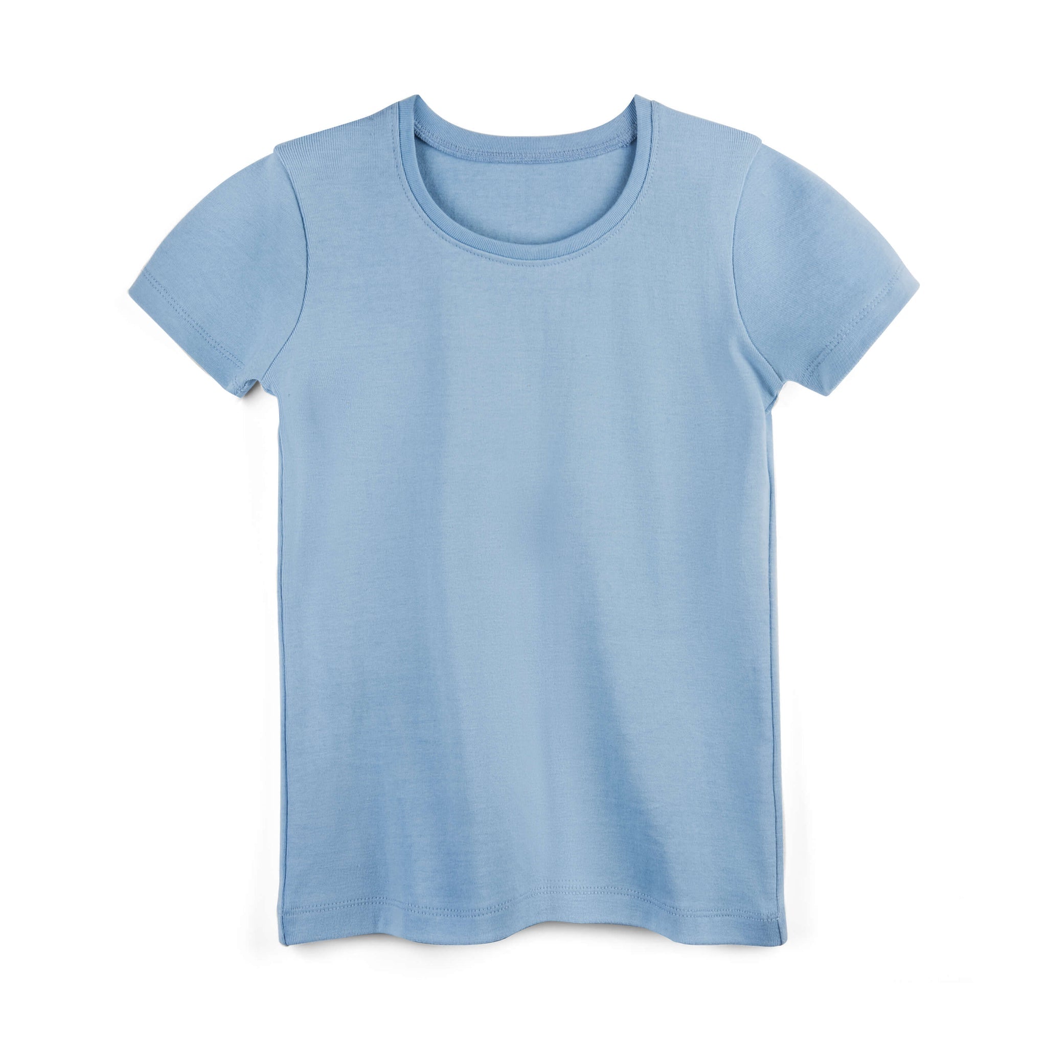 Organic Cotton Kids Rib Knit Short Sleeve Tee | Color: Chambray | Size: Small (6/7) Refurbished - N/A (Note: There is no well-known brand named "M refurbished available on Cerqular