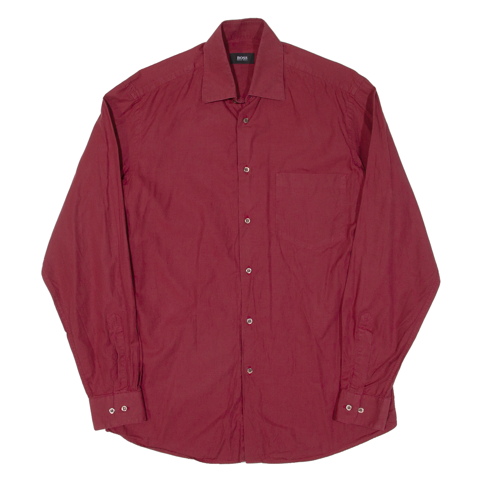 BOSS HUGO BOSS Mens Plain Shirt Red Long Sleeve M Refurbished - N/A refurbished available on Cerqular