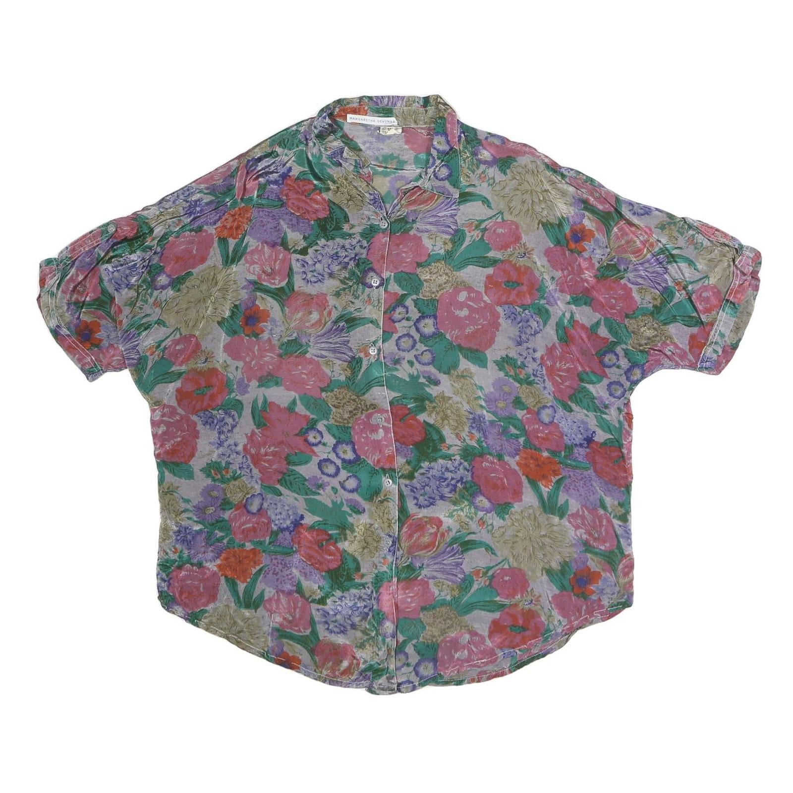 Womens Multicolour Floral Printed Shirt Short Sleeve Collar XL Lightweight Refurbished - N/A refurbished available on Cerqular