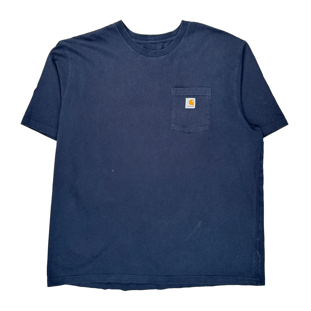 Carhartt T-Shirt - 2XL Navy Cotton Refurbished - Thrifted (note: this is a term often used to describe second- refurbished available on Cerqular