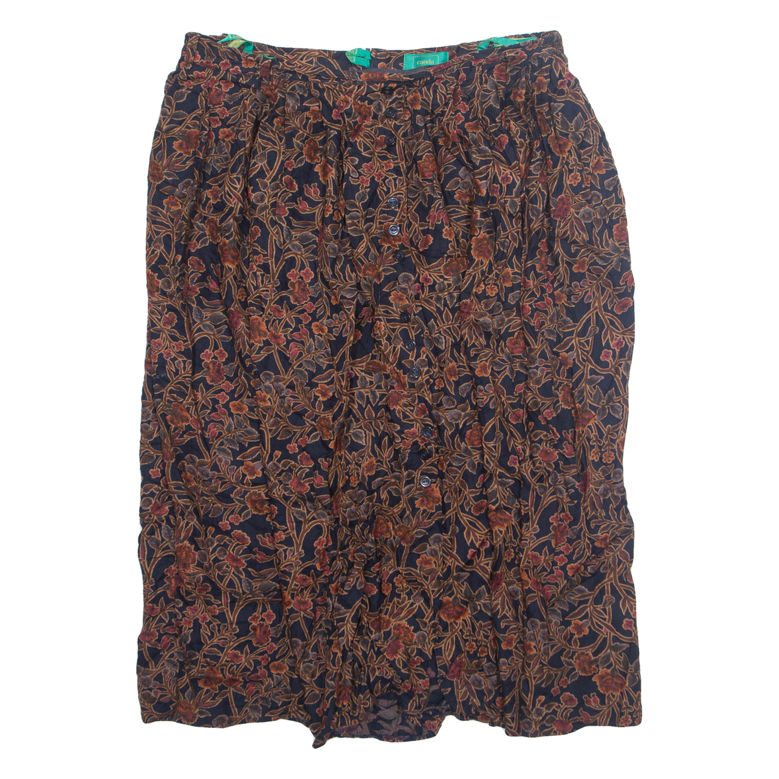 CANDA Womens A-Line Skirt Brown Knee Length Viscose 90s Floral UK 18 Refurbished - N/A refurbished available on Cerqular