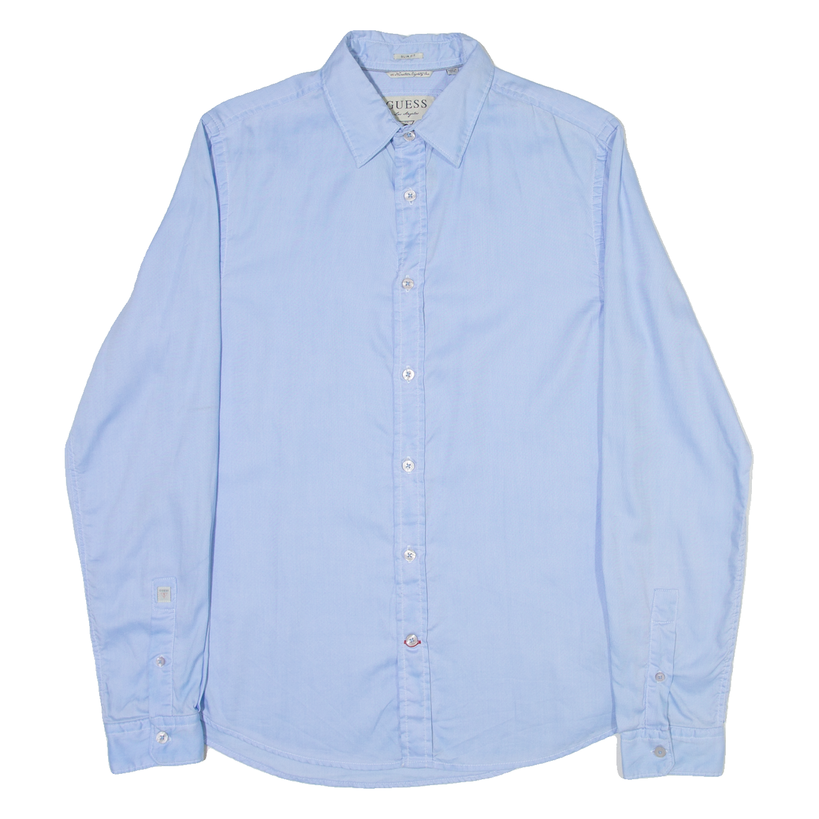 GUESS Slim Fit Mens Plain Shirt Blue Long Sleeve S Refurbished - N/A refurbished available on Cerqular