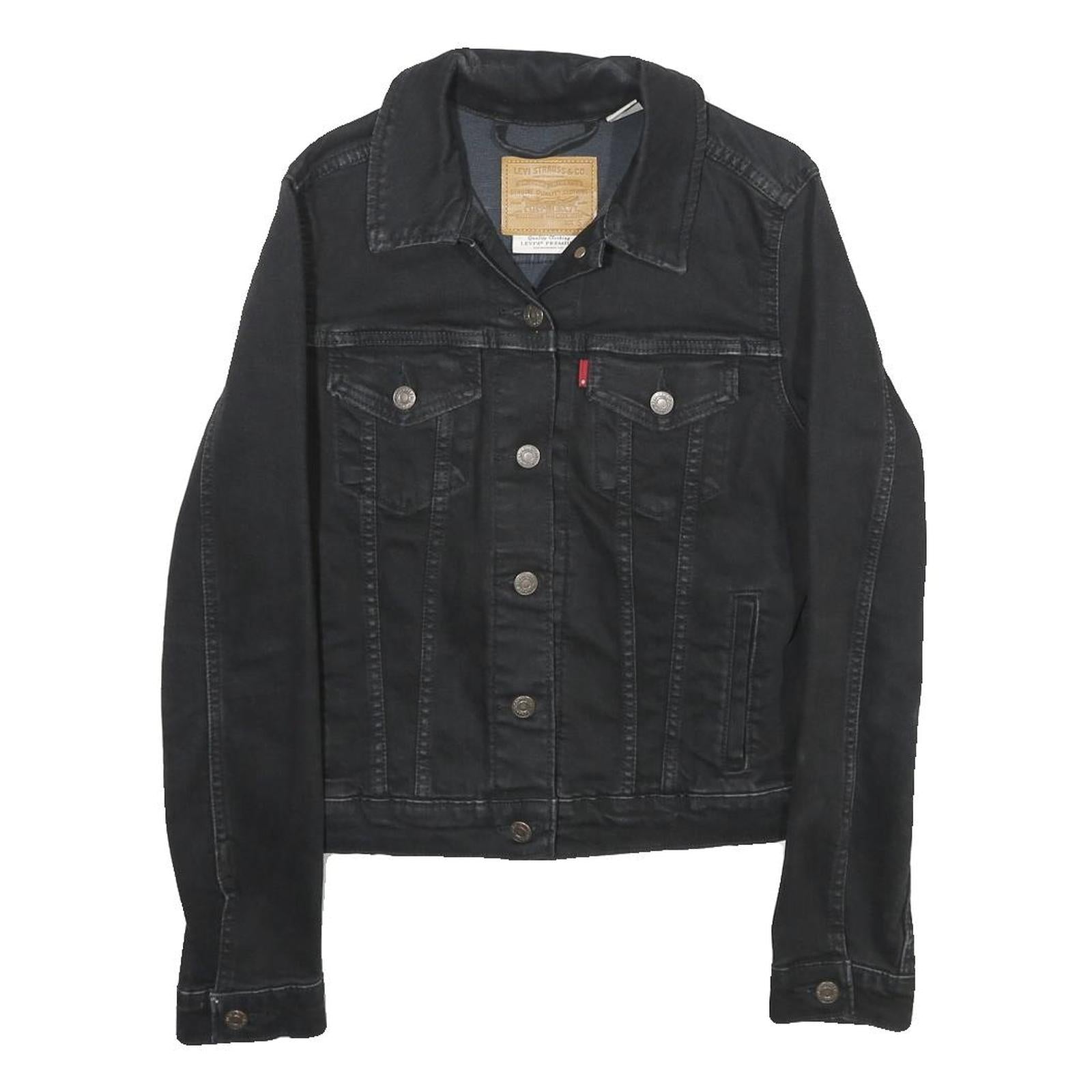 LEVI'S Womens Black Cotton Blend Denim Jacket S Button Classic Casual Refurbished - N/A refurbished available on Cerqular