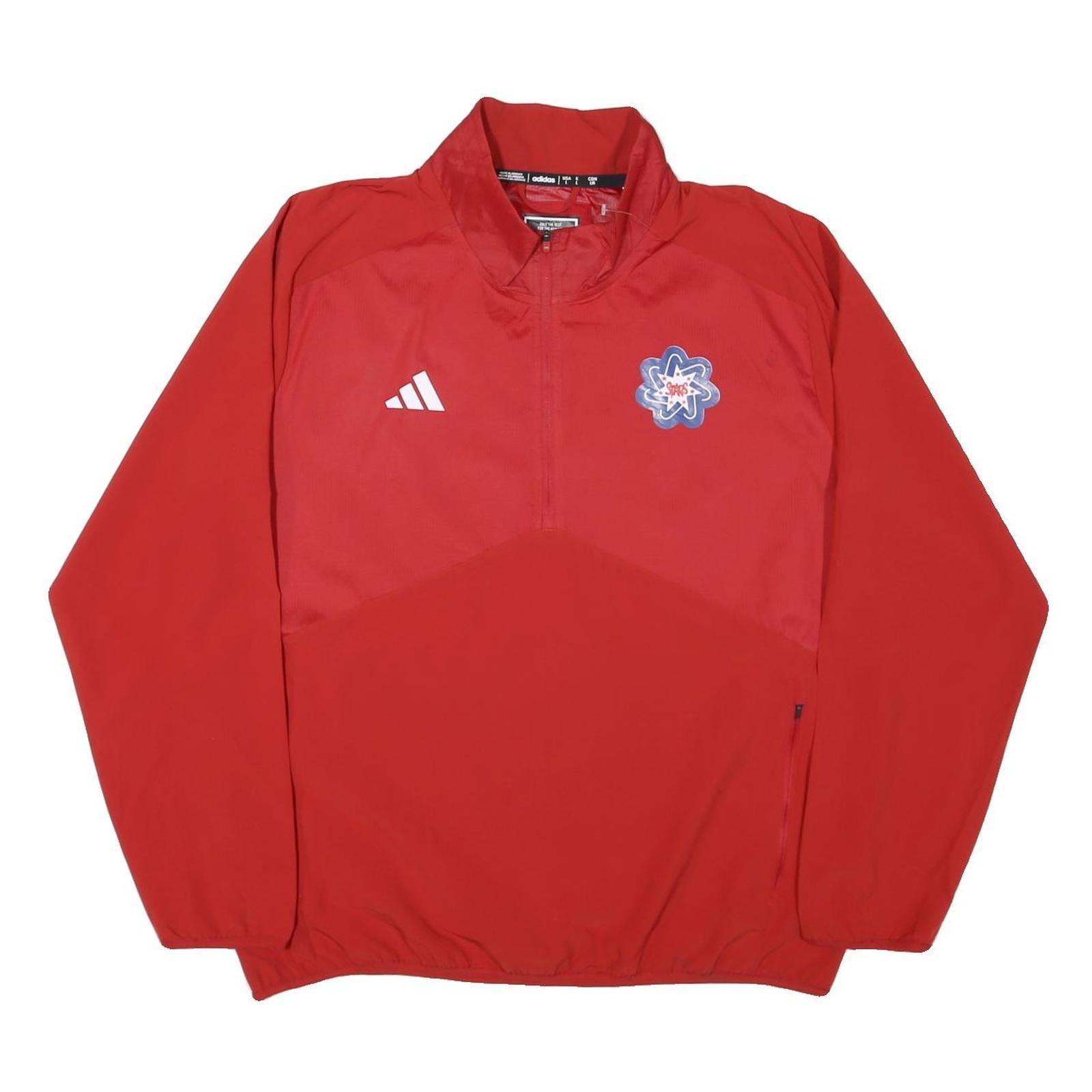 ADIDAS Mens Red Polyester Blend Track Jacket L Zip Plain Lightweight Sportswear Refurbished - N/A refurbished available on Cerqular