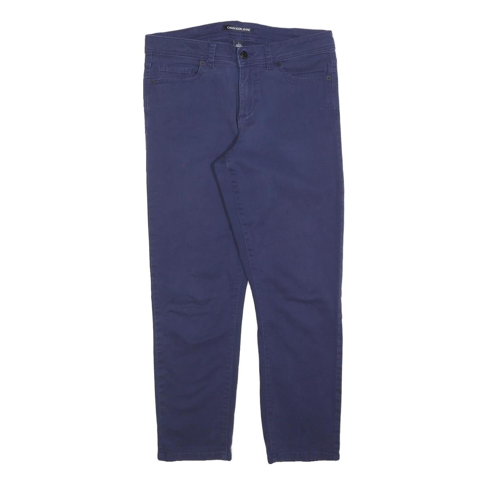 CALVIN KLEIN JEANS Womens Cotton Blend Blue Slim Slim Leg Trousers W30 L28 Refurbished - N/A refurbished available on Cerqular