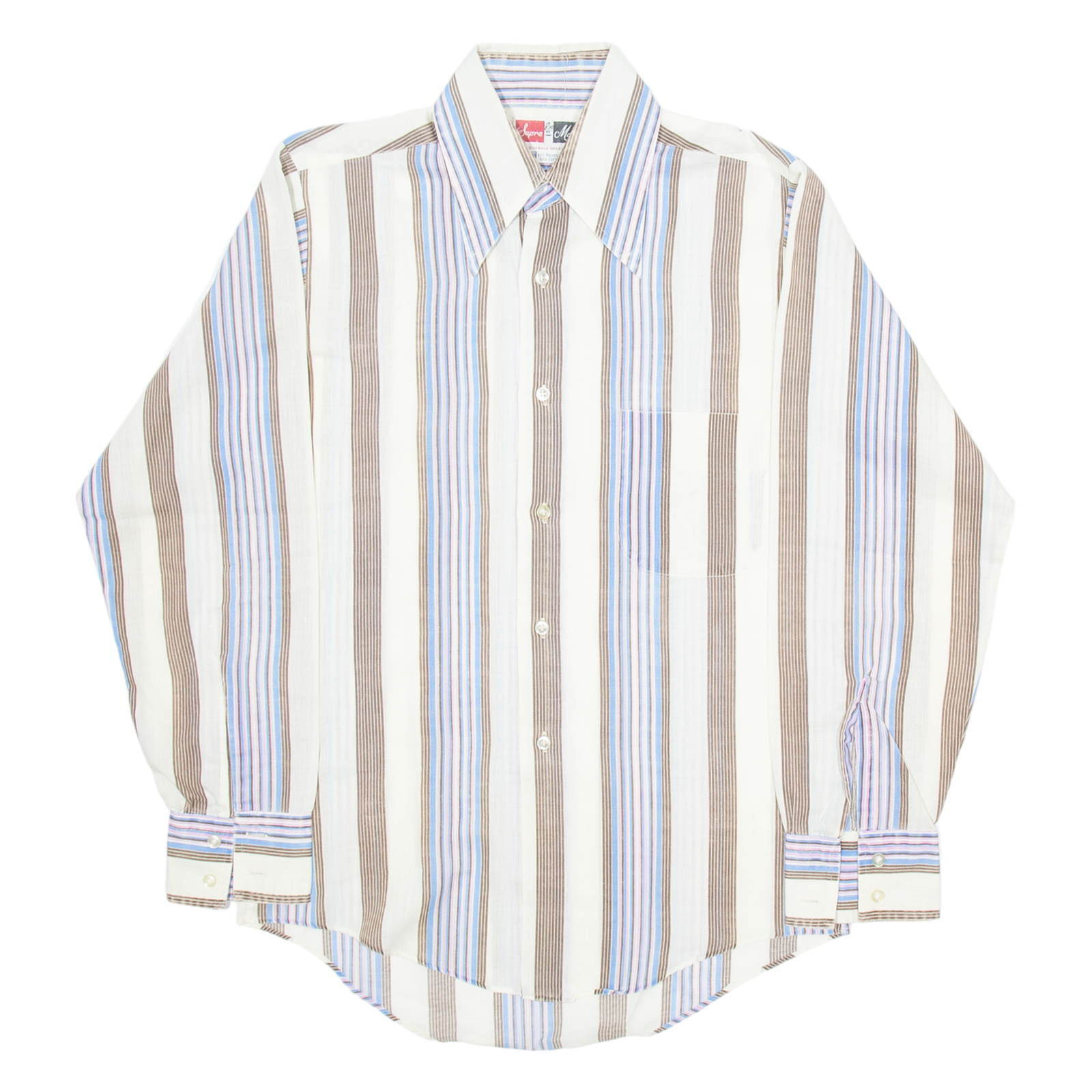SUPREMACY Mens Shirt Beige Striped Long Sleeve M Refurbished - N/A refurbished available on Cerqular