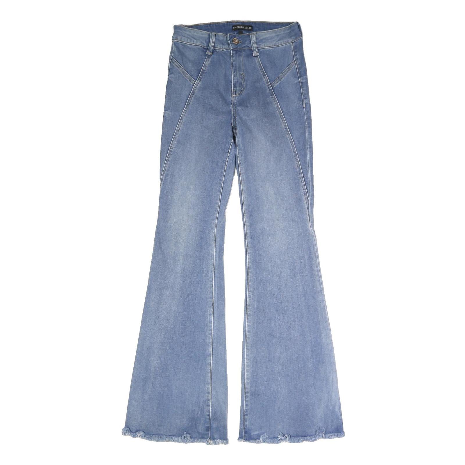 SINCERELY JULES Womens Jeans Blue Regular Flared Denim Light W25 L31 Button Refurbished - N/A refurbished available on Cerqular