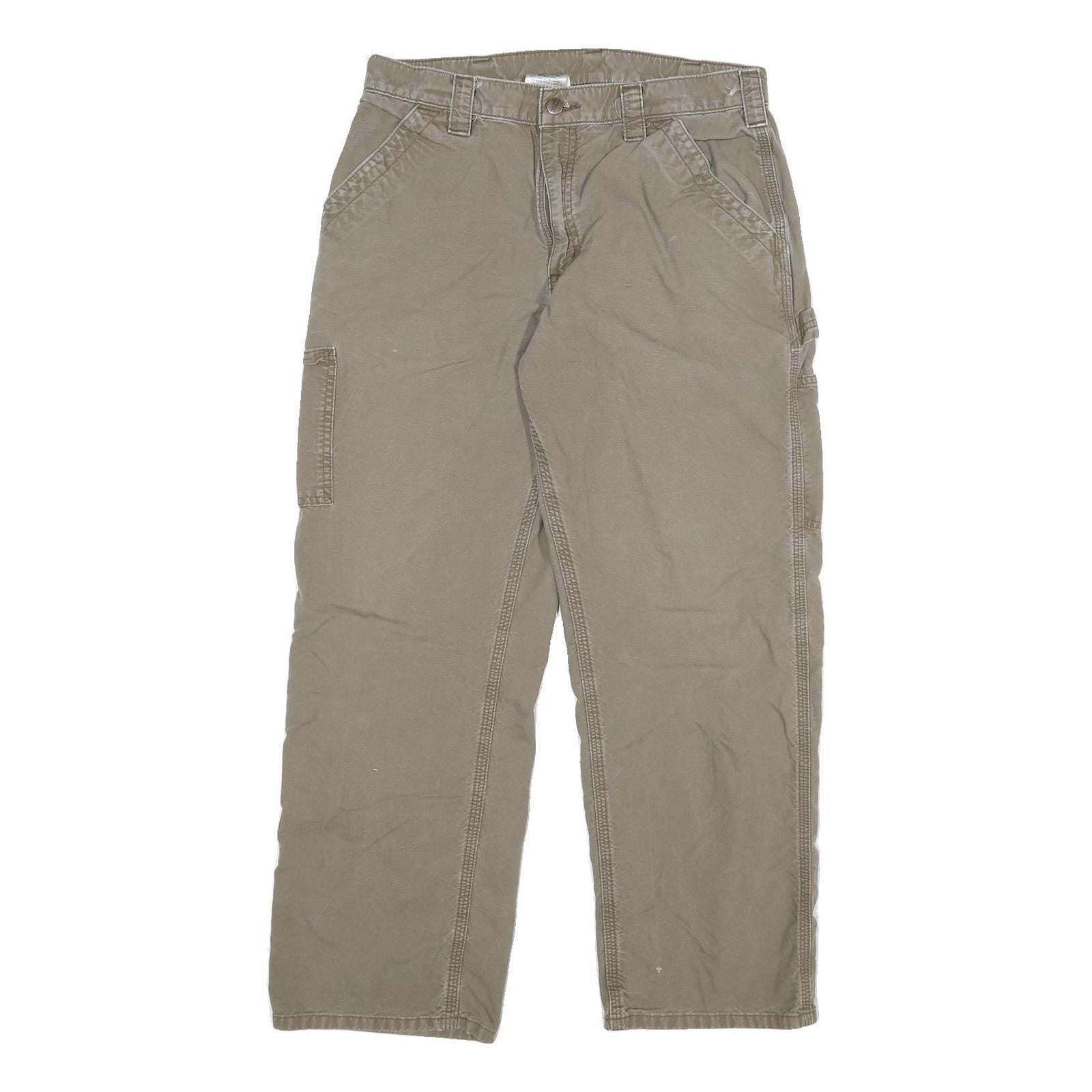 CARHARTT Mens Cotton Blend Beige Relaxed Straight Trousers W31 L28 Workwear Refurbished - N/A refurbished available on Cerqular