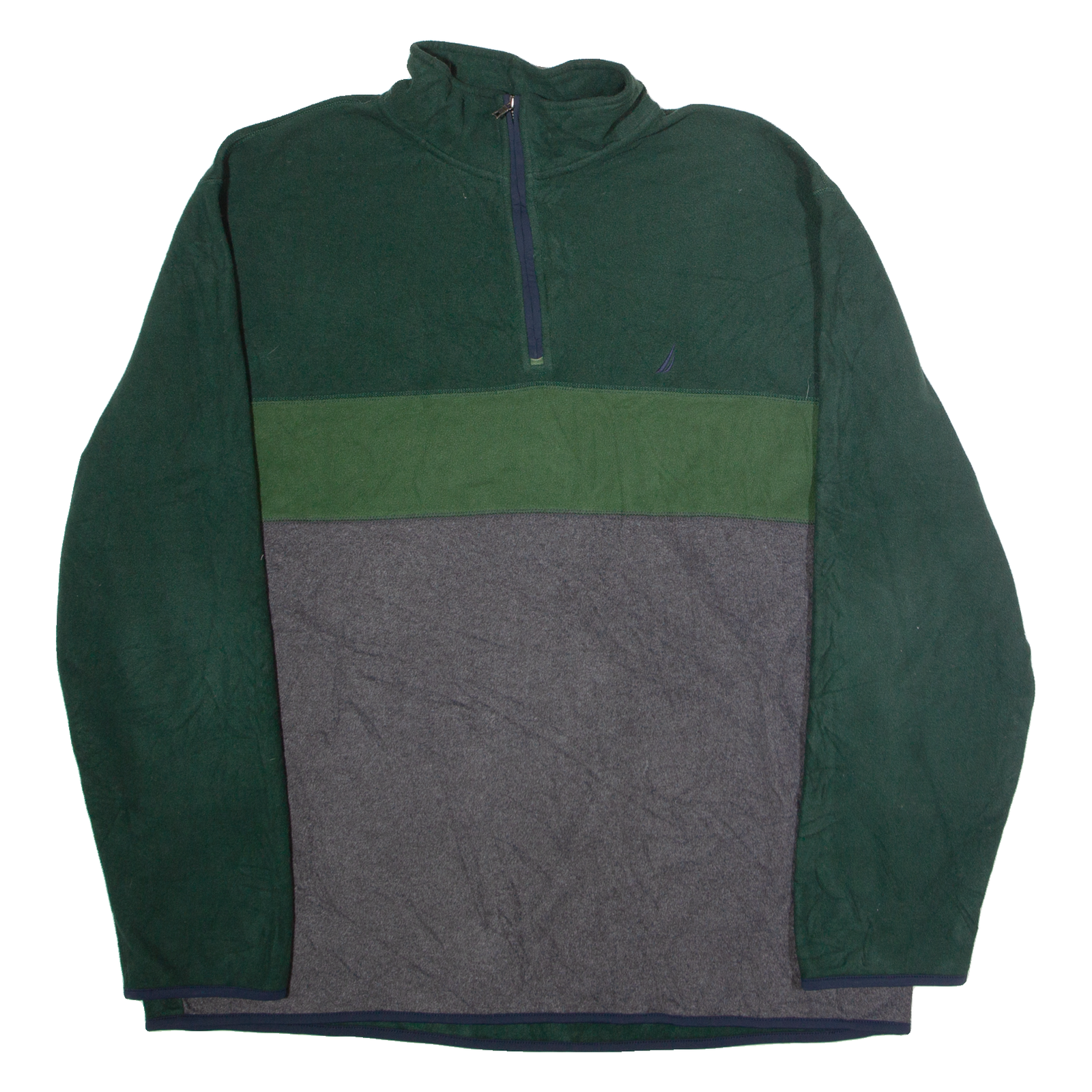 NAUTICA Slim Fit Mens Patterned Fleece Green Colourblock 1/4 Zip 2XL Refurbished - N/A refurbished available on Cerqular