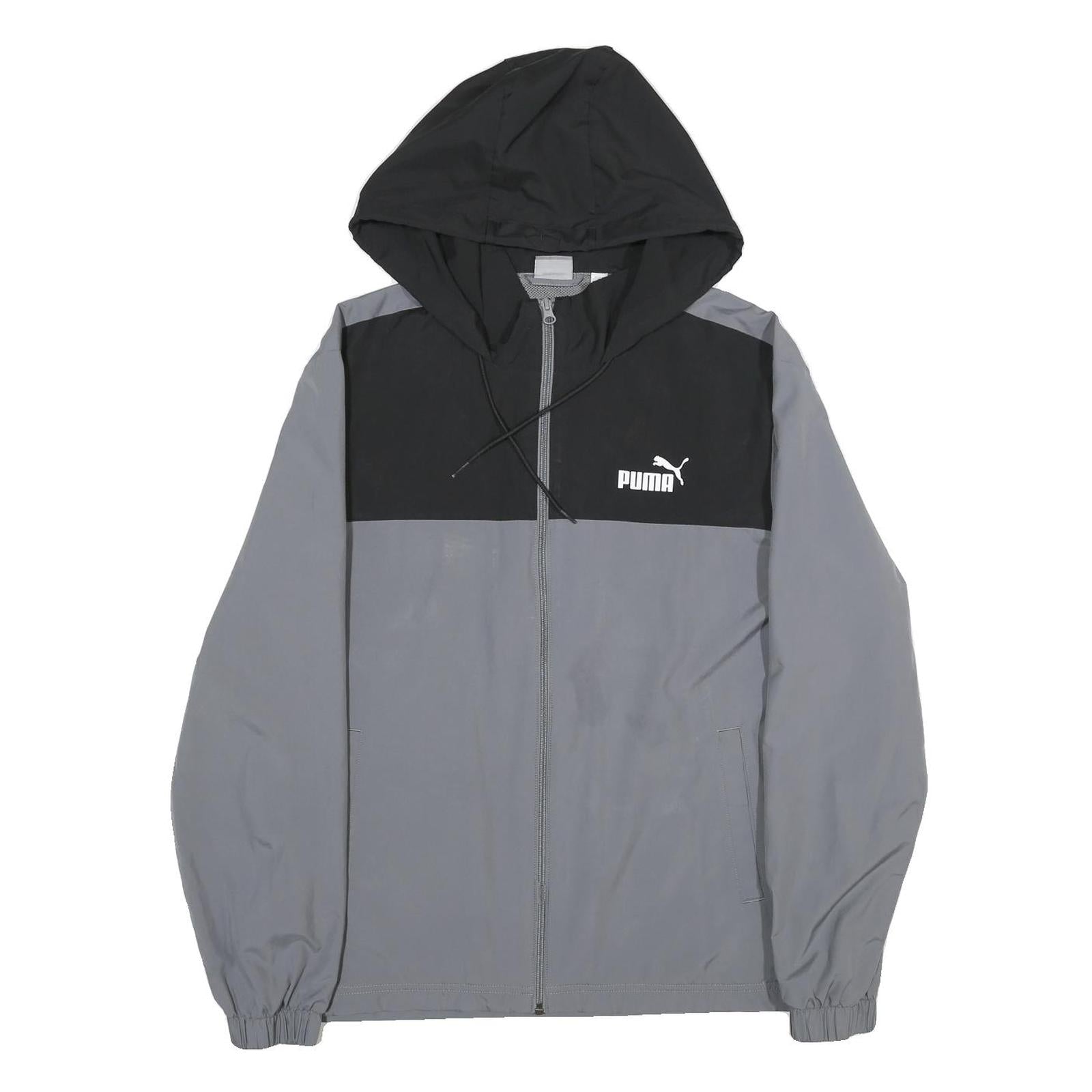 PUMA Mens Black & Grey Hooded Zip Jacket M Polyester Sportswear Casual Outerwear Refurbished - N/A refurbished available on Cerqular