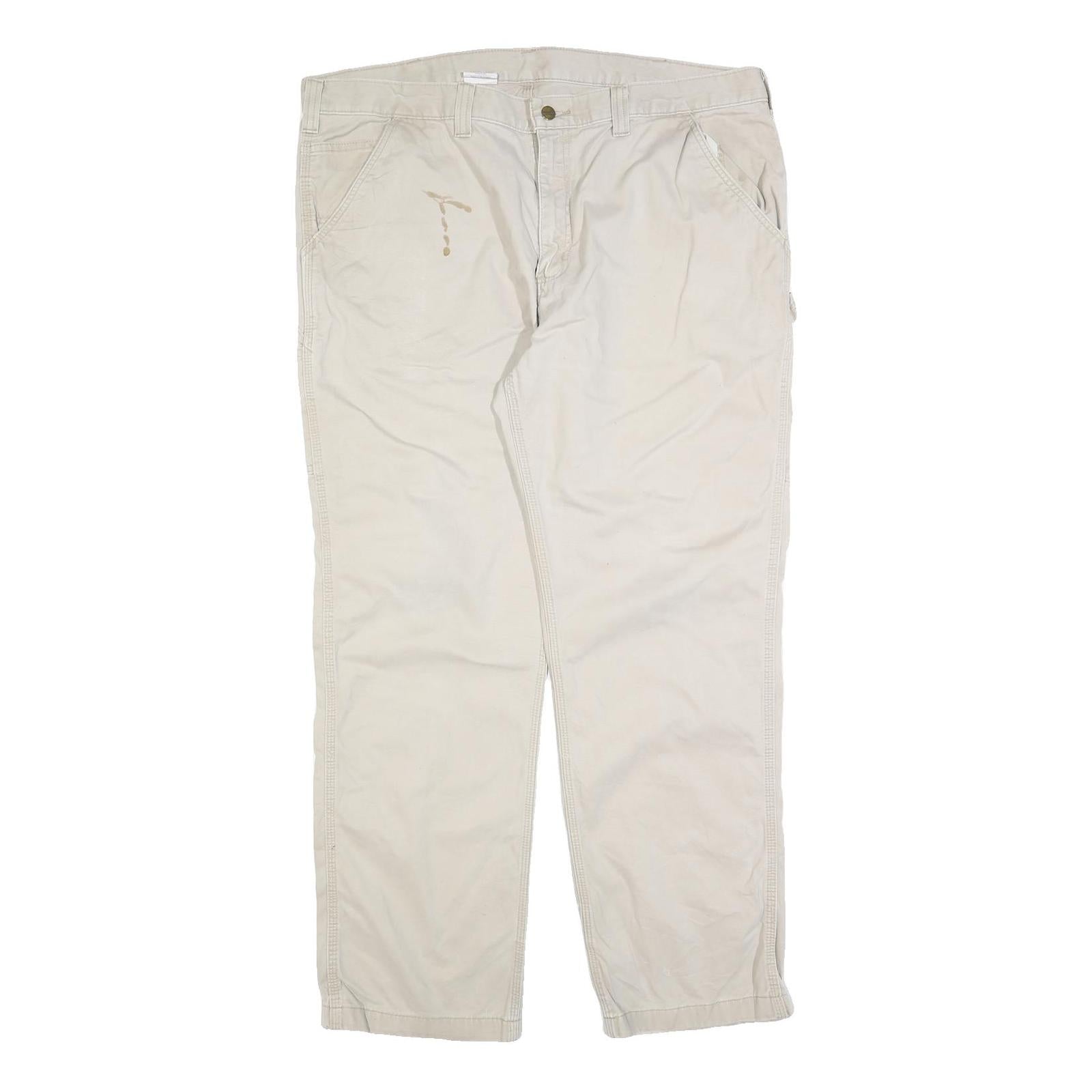 CARHARTT Mens Cotton Blend Beige Relaxed Straight Trousers W42 L32 Workwear Refurbished - N/A refurbished available on Cerqular