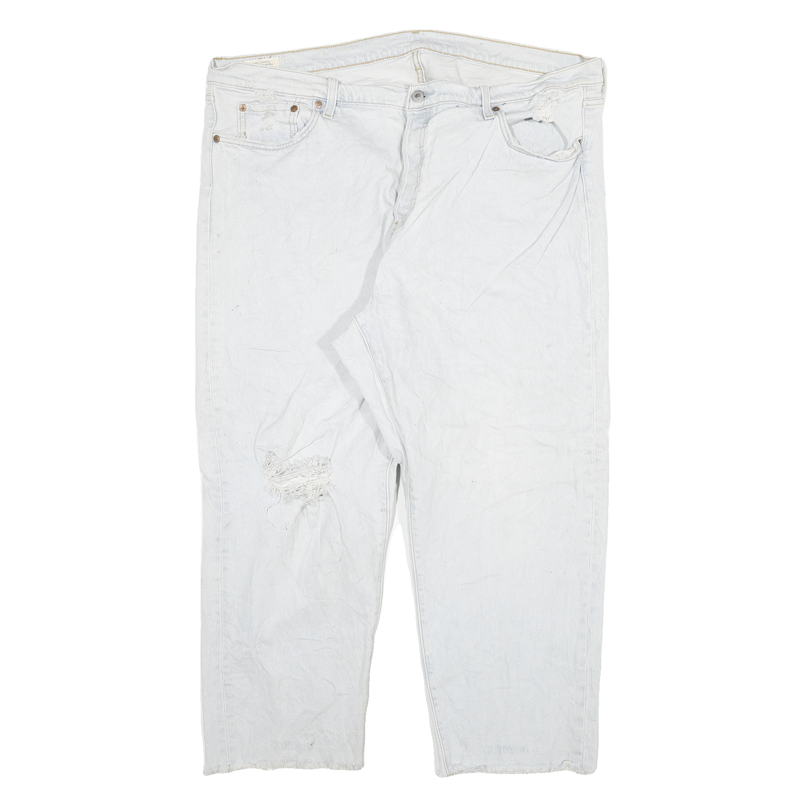 LEVI'S 501 BIG E Womens Jeans White Regular Straight Denim W40 L25 Distressed Refurbished - N/A refurbished available on Cerqular