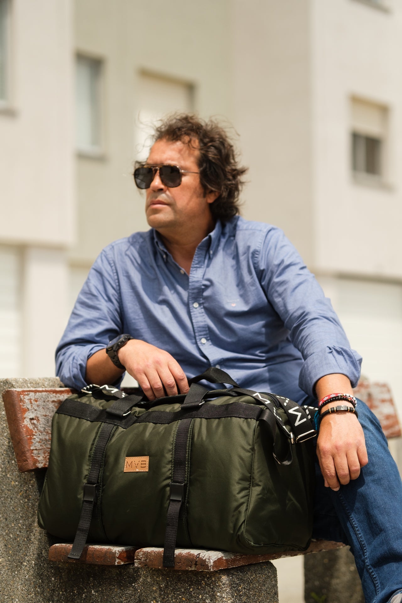 Sports Vegan Duffle Bag green - Made with ocean plastic Refurbished - My Vegan Bags refurbished available on Cerqular