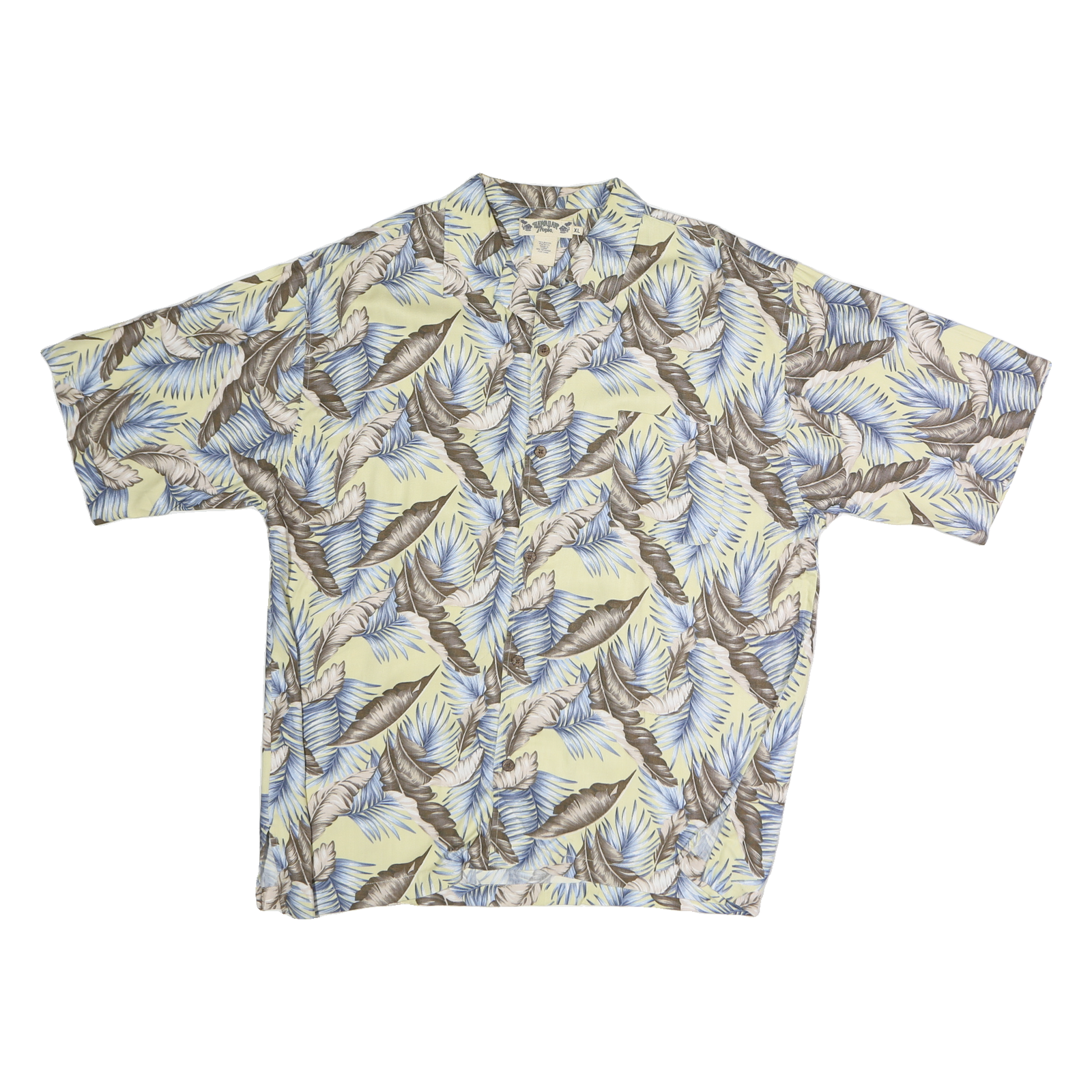 HAWAIIAN TROPIC Mens Beige & Blue Tropical Print Shirt XL Cotton Summer Casual Refurbished - N/A refurbished available on Cerqular