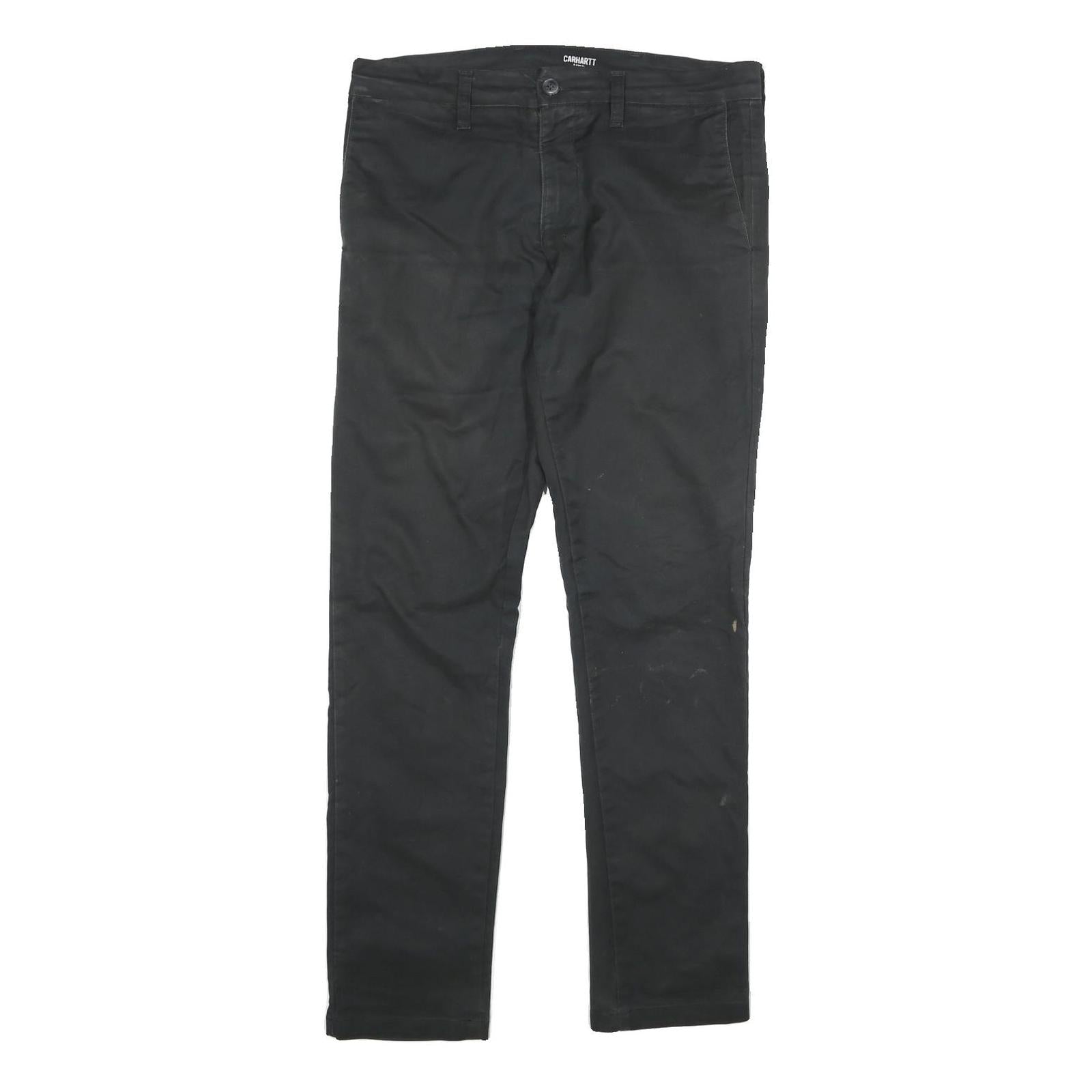 CARHARTT WIP Mens Cotton Blend Black Regular Fit Straight Trousers W32 L32 Zip Refurbished - N/A refurbished available on Cerqular