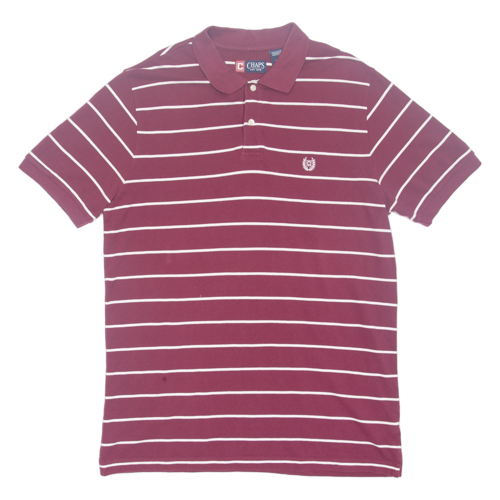CHAPS Mens Polo Shirt Maroon Striped L Refurbished - N/A refurbished available on Cerqular