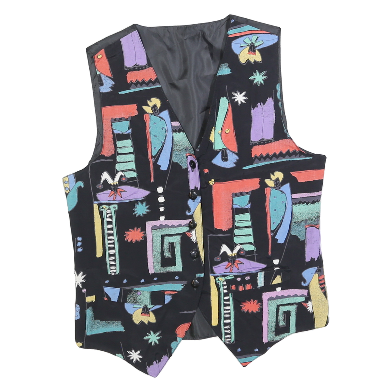 Buy Womens Black Multicoloured Abstract Print Waistcoat S Viscose Button Plain Refurbished - $46.79 Womens Black Multicoloured Abstract Print Waistcoat S Viscose Button Plain Refurbished - N/A refurbished available on Cerqular
