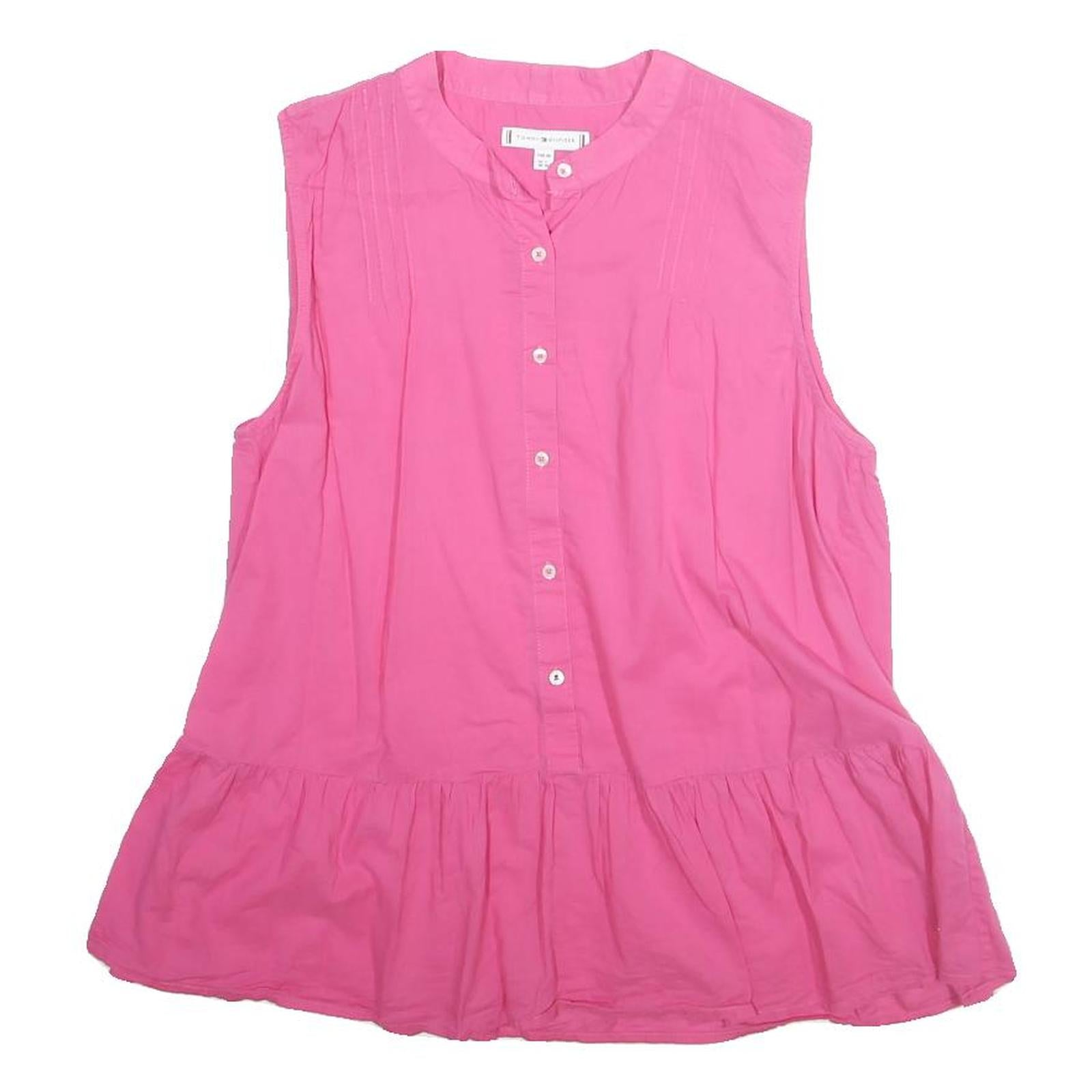 TOMMY HILFIGER Womens Pink Sleeveless Shirt Round Neck Plain UK 10 Cotton Blend Refurbished - N/A refurbished available on Cerqular