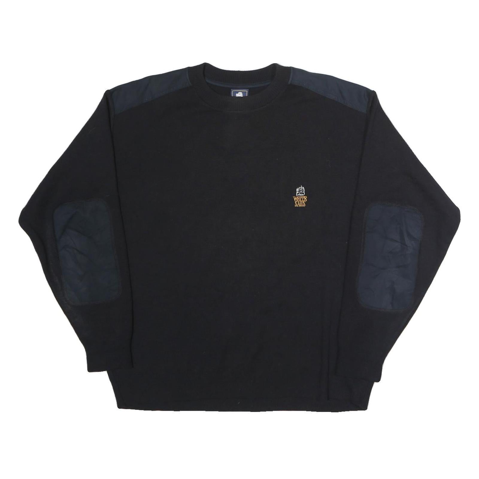 WHITE SAILS Mens Black Cotton Plain Crew Neck Sweater Jumper XL Casual Comfort Refurbished - N/A refurbished available on Cerqular