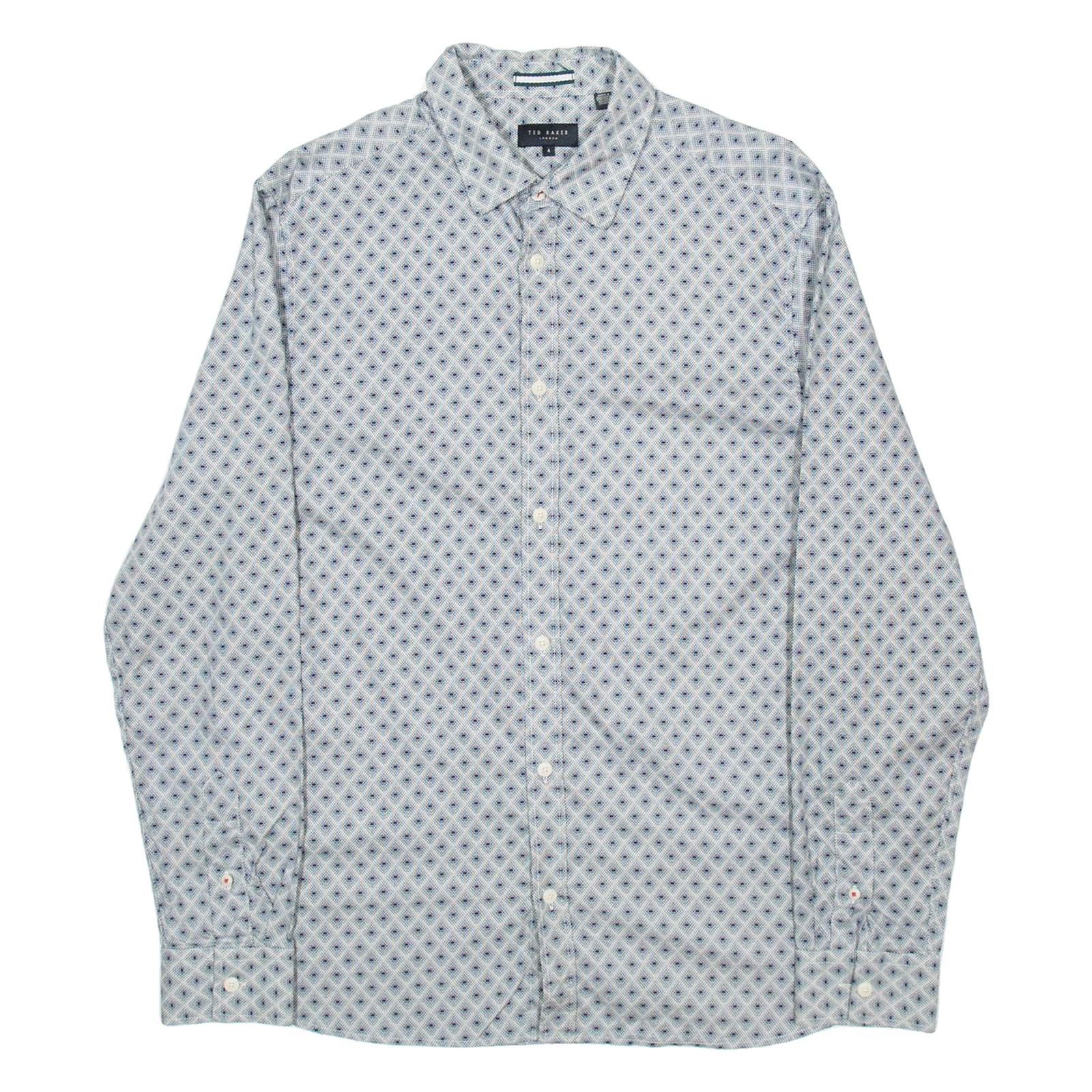 TED BAKER Mens Shirt Blue Crazy Pattern Long Sleeve L Refurbished - N/A refurbished available on Cerqular