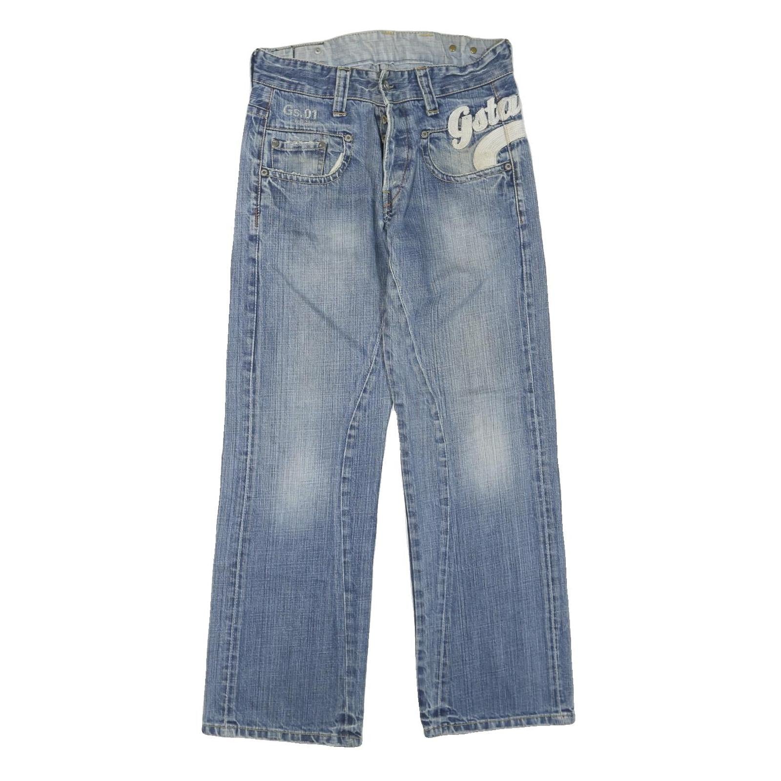G-STAR Womens Blue Regular Straight Denim Light W30 L30 Embroidered Logo Zip Refurbished - N/A refurbished available on Cerqular