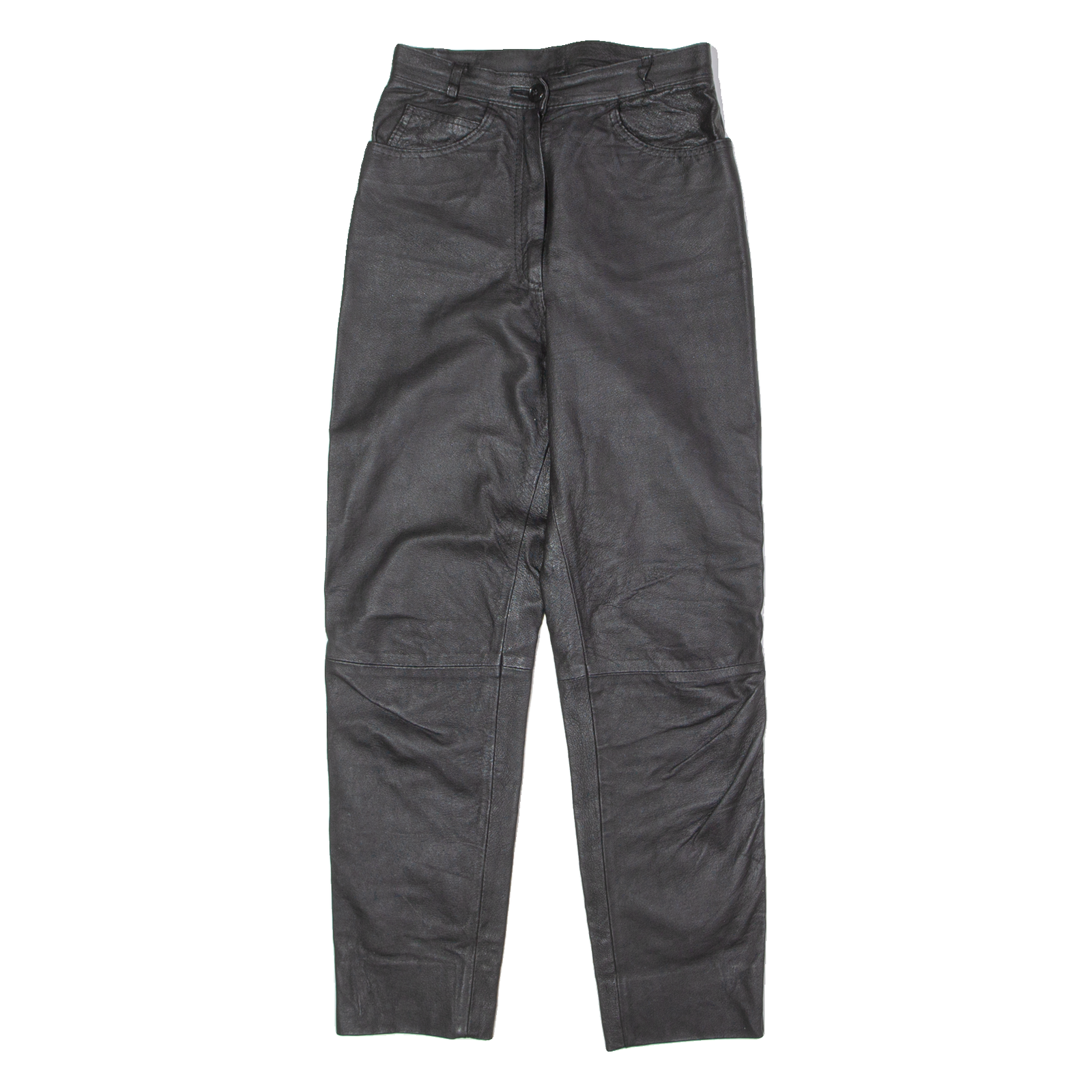 Womens Leather Trousers Black Slim Straight 90s W26 L29 Refurbished - N/A refurbished available on Cerqular