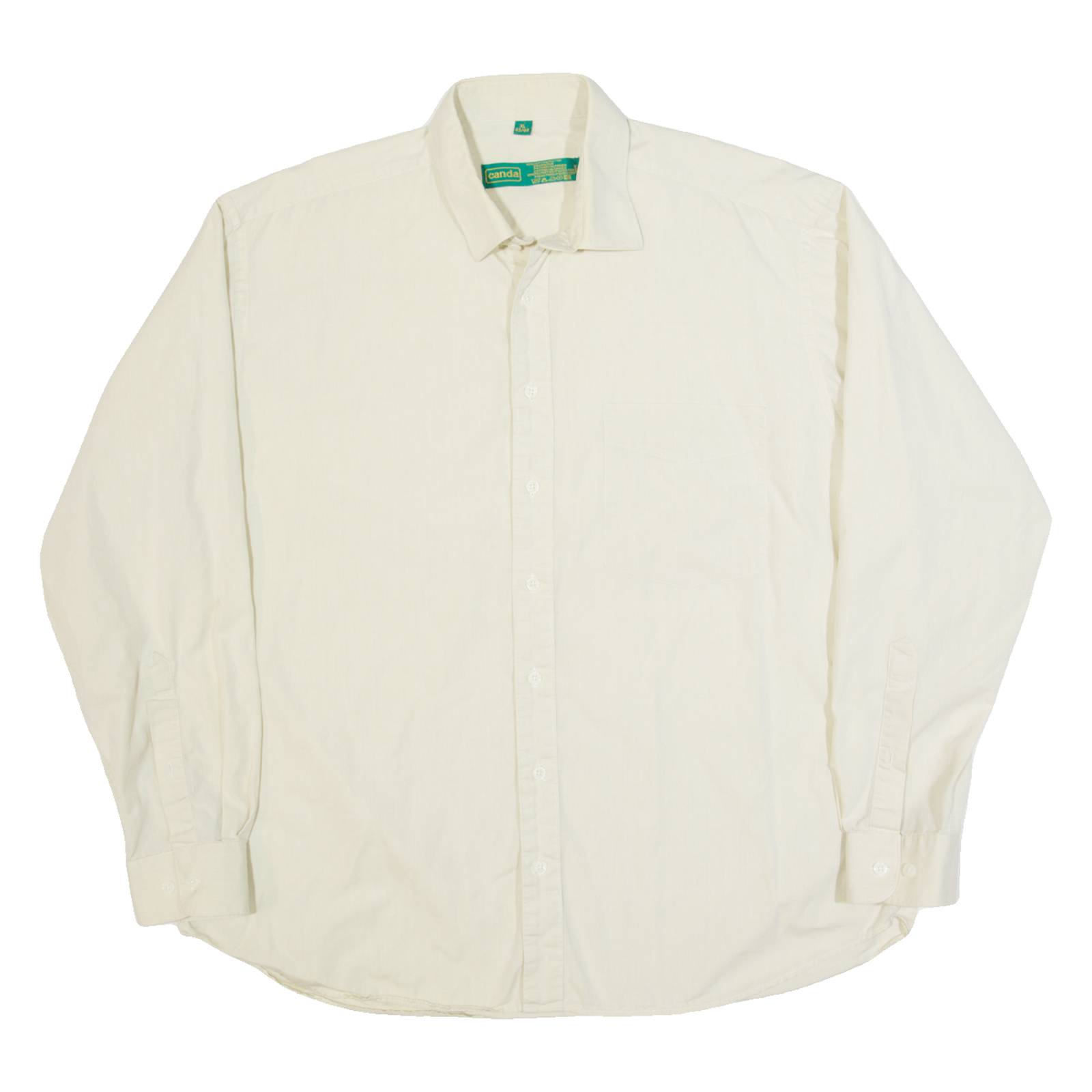 CANDA Mens Plain Shirt Cream 90s Long Sleeve XL Refurbished - N/A refurbished available on Cerqular