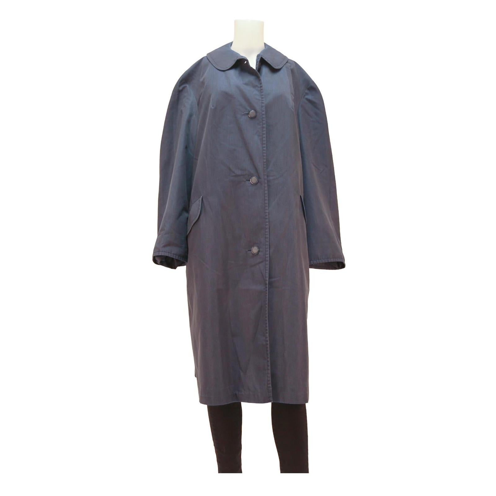 BARSTONS Womens Navy Blue Button Cotton Blend Long Sleeve Classic Jacket L Refurbished - N/A refurbished available on Cerqular