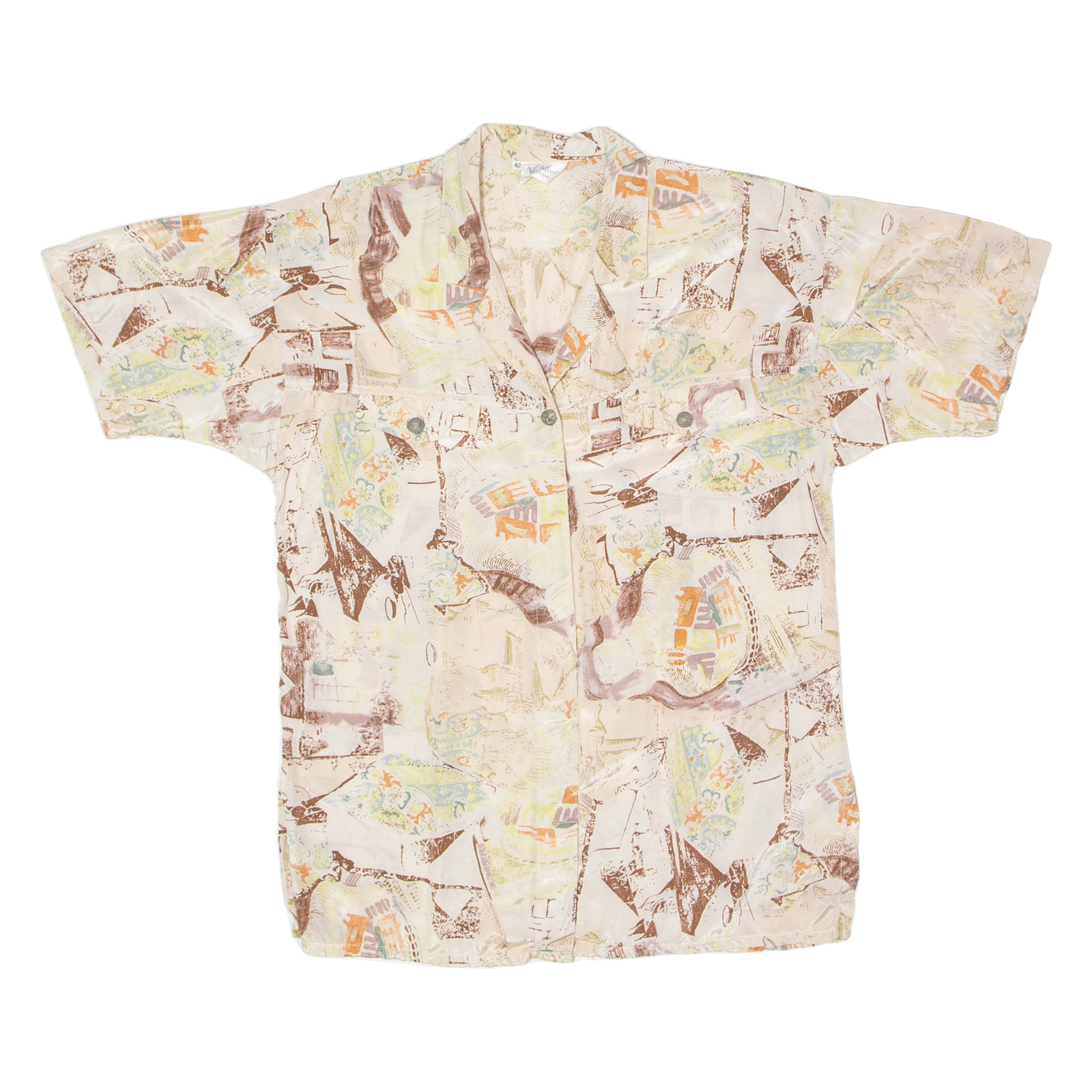 VALENTINE Womens Shirt Pink Viscose 90s Crazy Pattern UK 14 Refurbished - N/A refurbished available on Cerqular